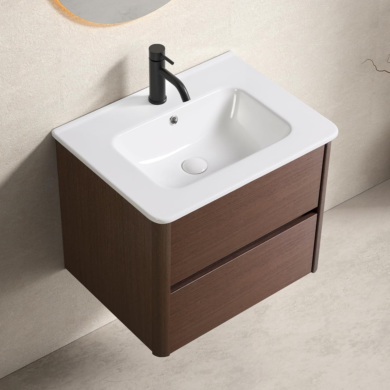 14.57x7.09 Inch Wall Mounted Bathroom Sink with Right Hand Tap Hole, Compact Ceramic Small Vanity Sink for Small Bathrooms & RVs, Milk White Vitreous China Basin