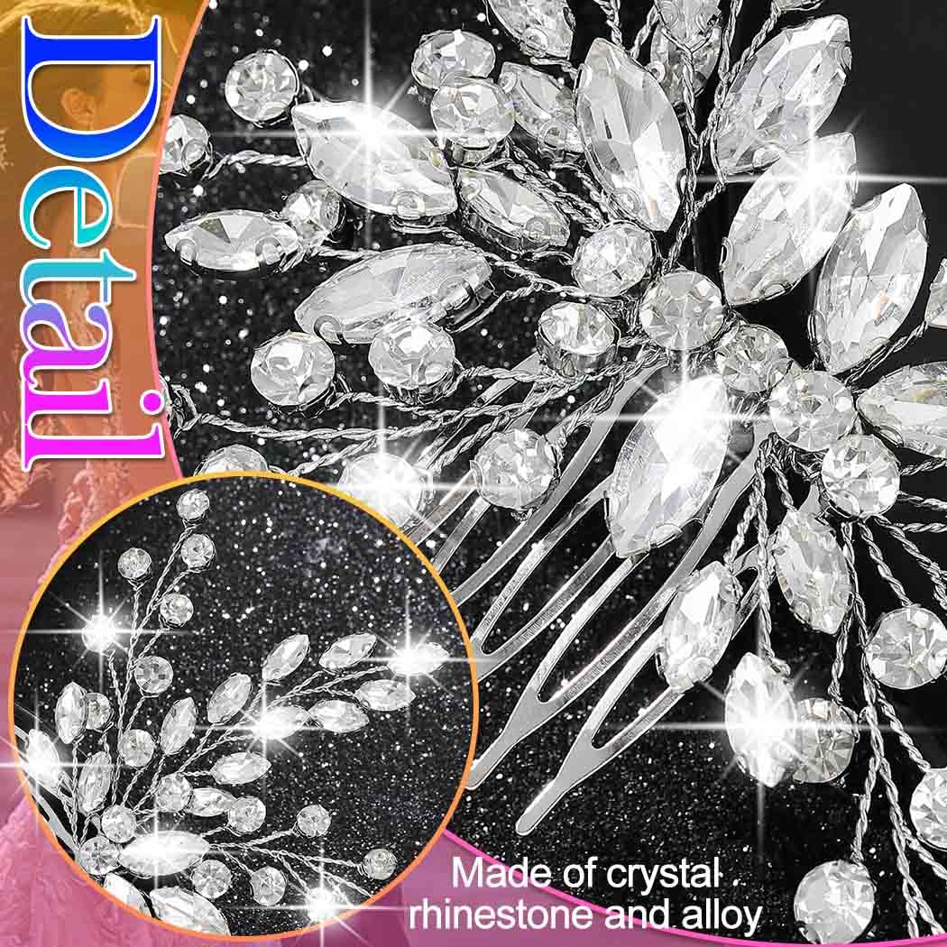 CASDRE Crystal Bride Wedding Hair Comb Silver Sparkly Rhinestone Bridal Hair Accessories Prom Hair Pieces for Women (Silver, One Size) - Image 4
