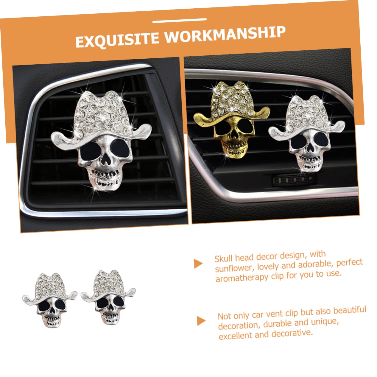 iplusmile 10pezzi Clip Per Forma Di Teschio Per Ventilazione Auto Decorazione Unica e Pratica Per Ufficio e Casa Diffusore Di Profumo