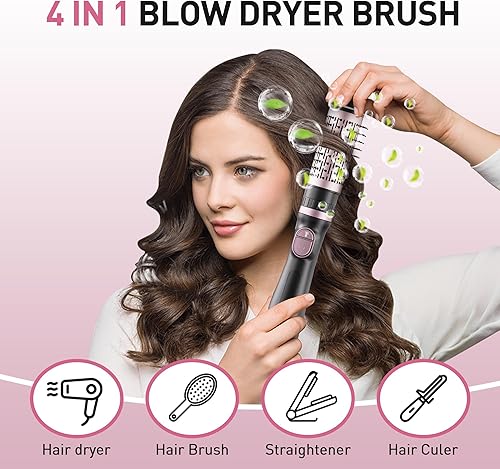 Miniatura 3 de Cepillo secador de pelo, 3 en 1, giratorio 3 en 1, con 3 cabezales para secar peinado, dar volumen, rizar, elegante en un solo paso para cabello