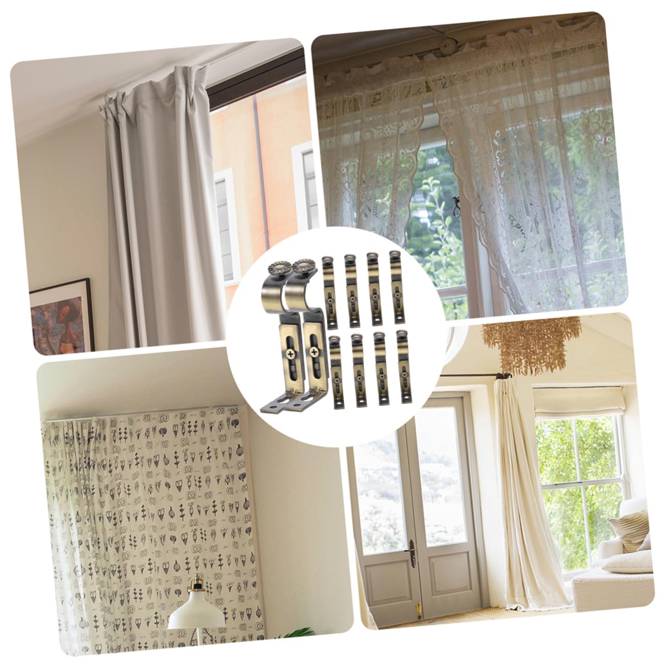 Supporti per Bastoni per Tende Facili da Installare in Ferro Finitura Liscia 10 Pezzi e Design Semplice per Soggiorno e Studio
