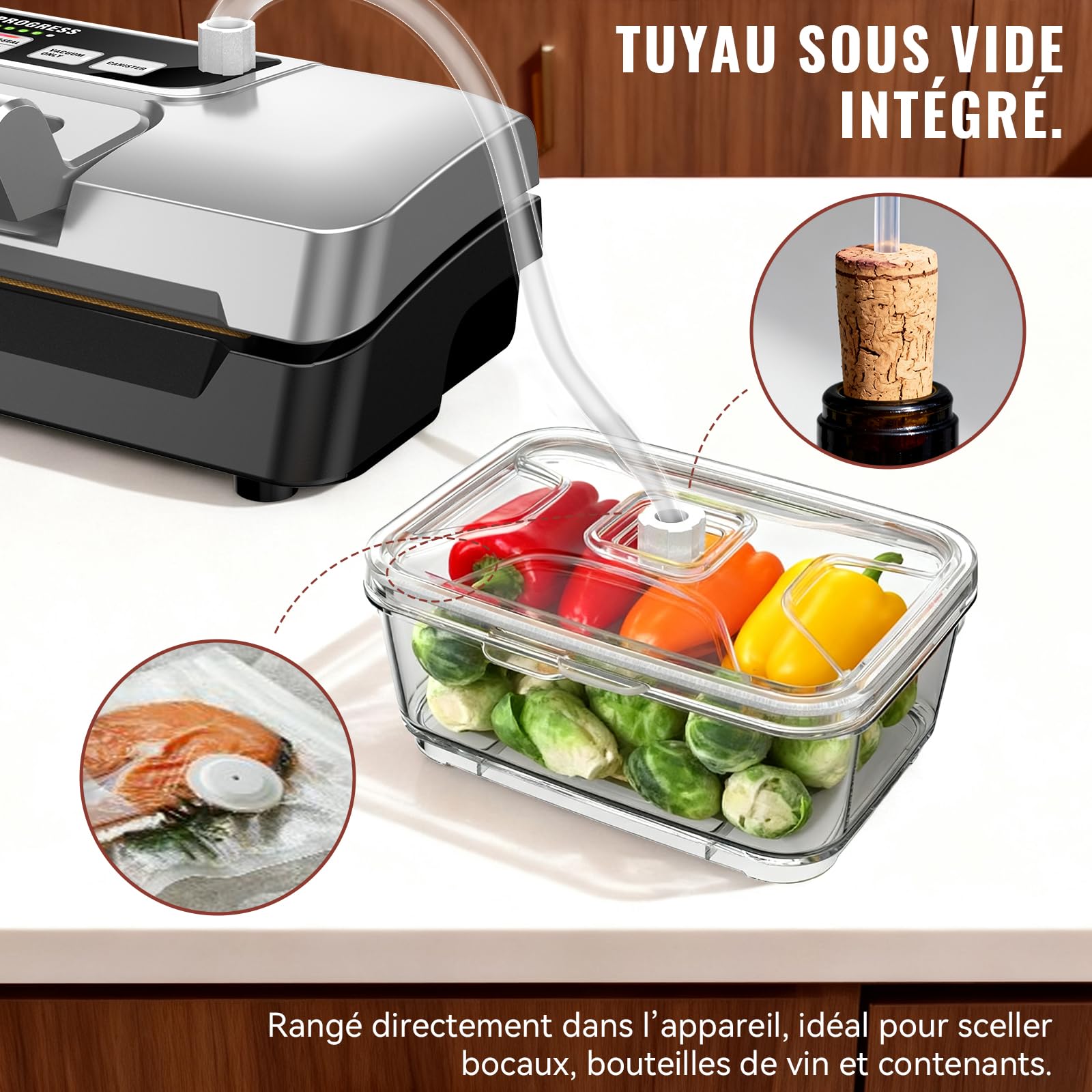 GAVASTO Machine Sous Vide Alimentaire 90kPa,20L/min Machine Sous Vide Professionnel, Soude-sac Puissant Avec Double Pompe et LED Intelligente, Modes Aliment Sec & Humide, Coupe-sacs Intégré, Livré ave