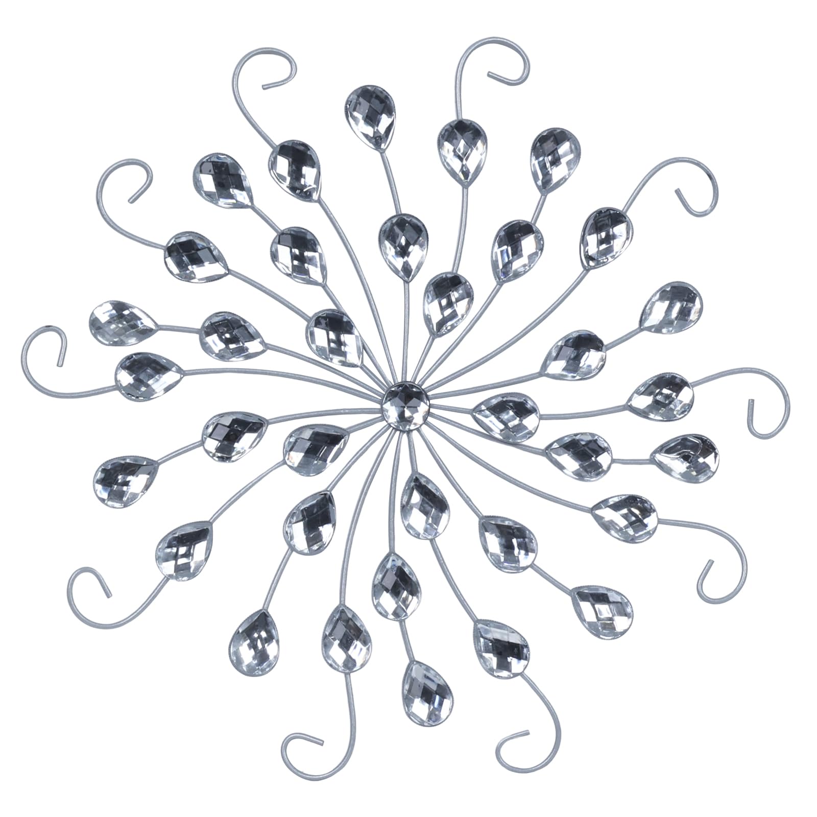 hogardeck Metal Flower Wall Decor, 11" Silver Metal Jeweled Wall Art Bling Crystal Home Décor, Sun Star Burst Rhinestone Wall Hanging Diamond Accents for for Indoor, Outdoor, Living Room, Bedroom-image-29