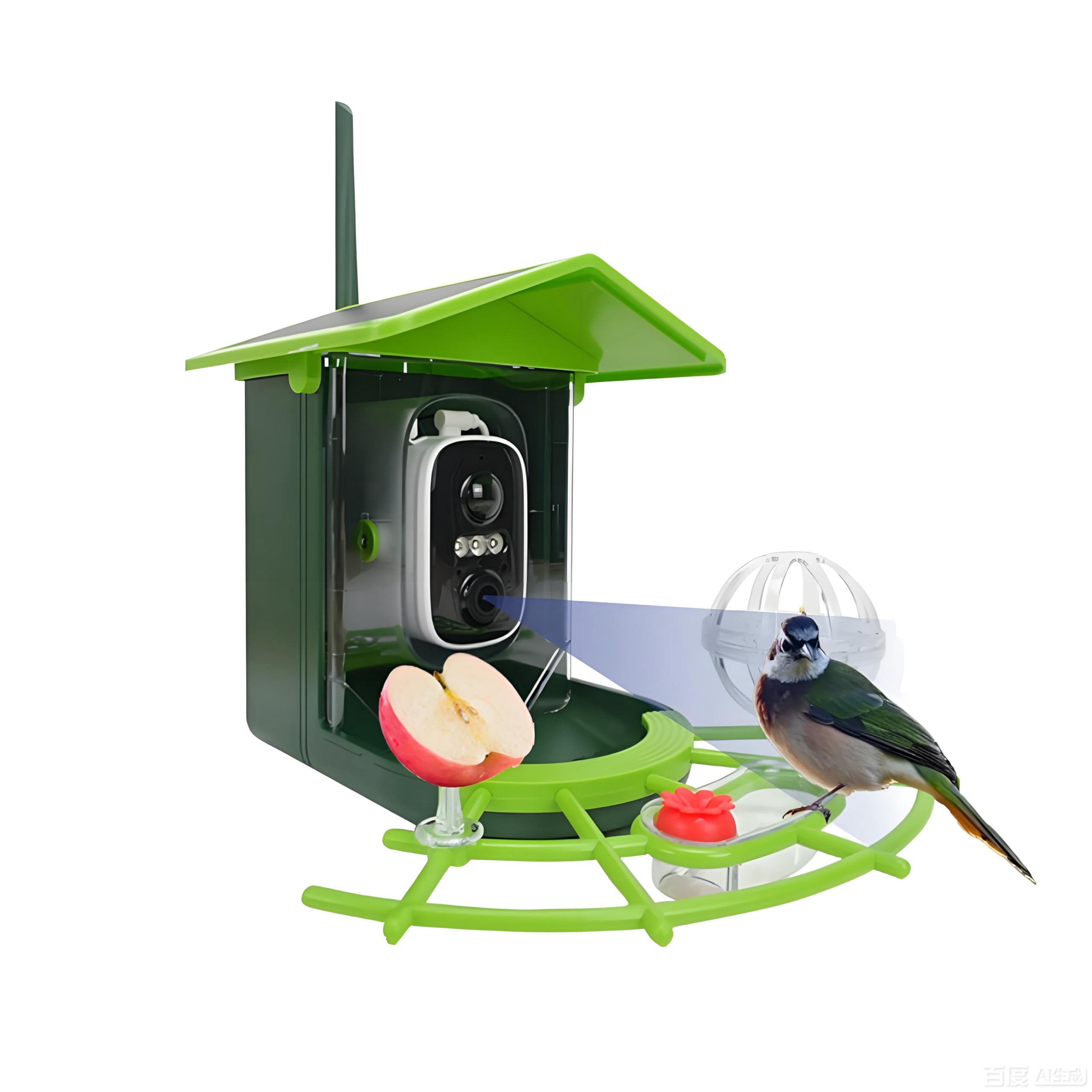 Comedero Pájaros Inteligente Solar 4G Cámara HD Reconocimiento IA 4MP Visión Nocturna 128GB Almacenamiento Estación Impermeable Conexión Celular para Jardín Bosque