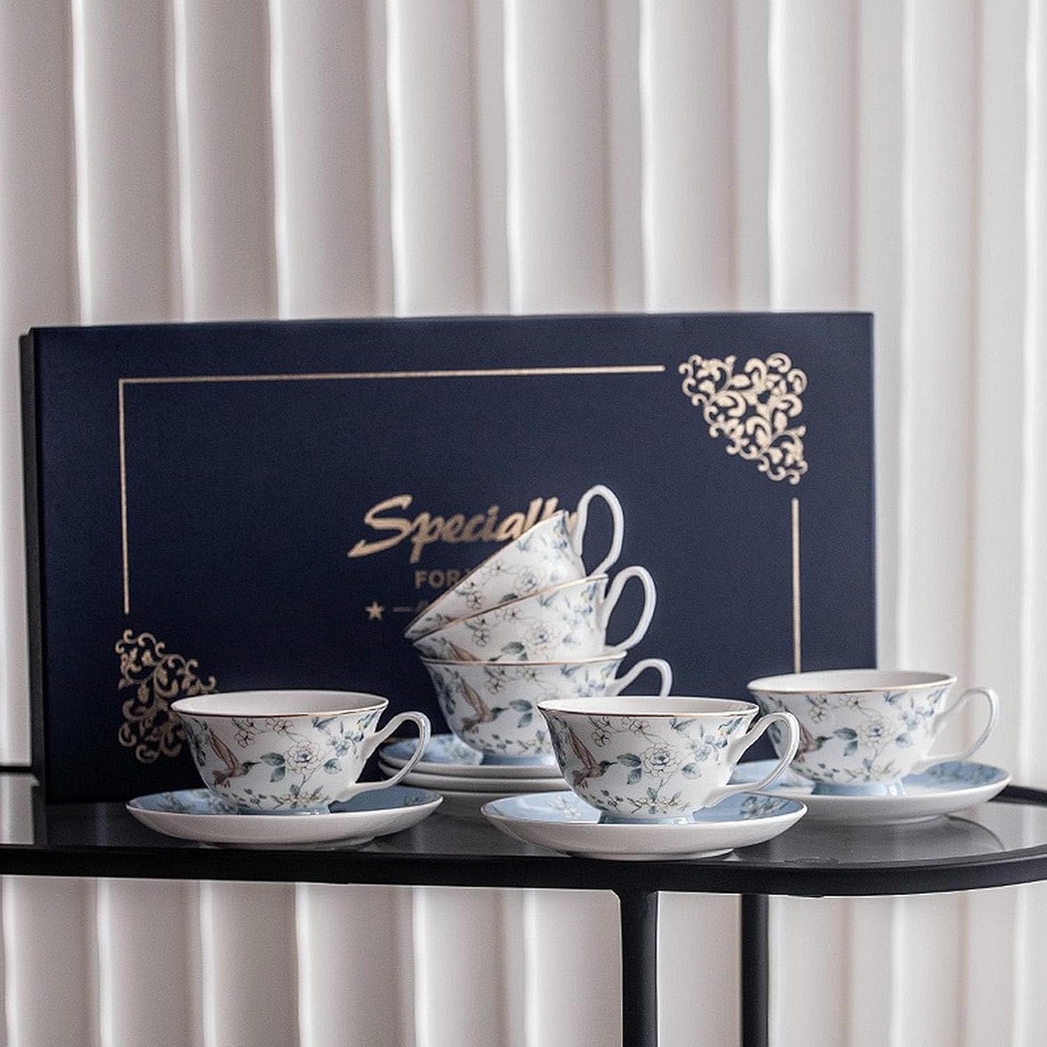 Couple coffee cup and saucer set, afternoon tea set, bone china flower tea cup - single cup and saucer - simple