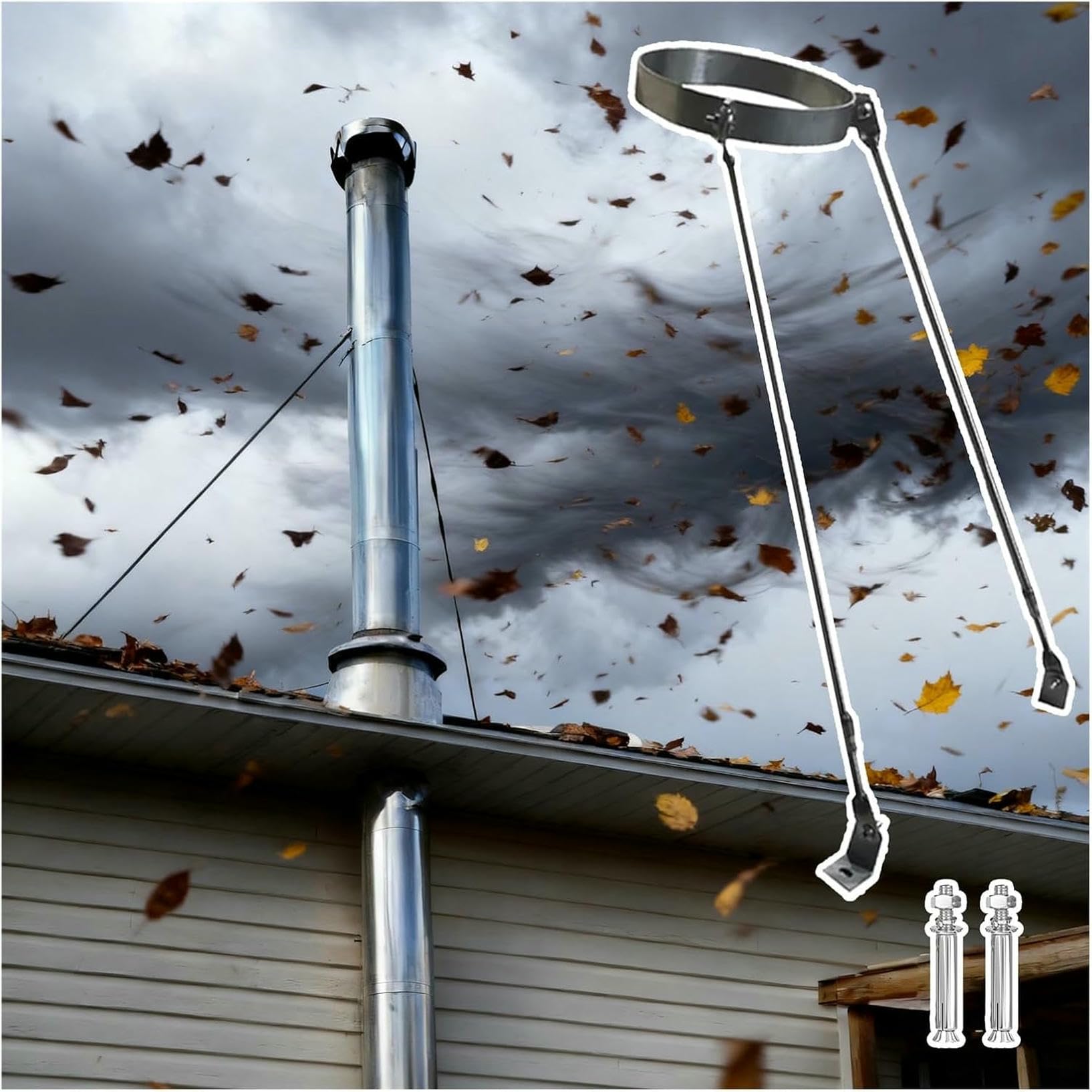 Support de tuyau de cheminée anti-vent réglable pour poêle à bois domestique