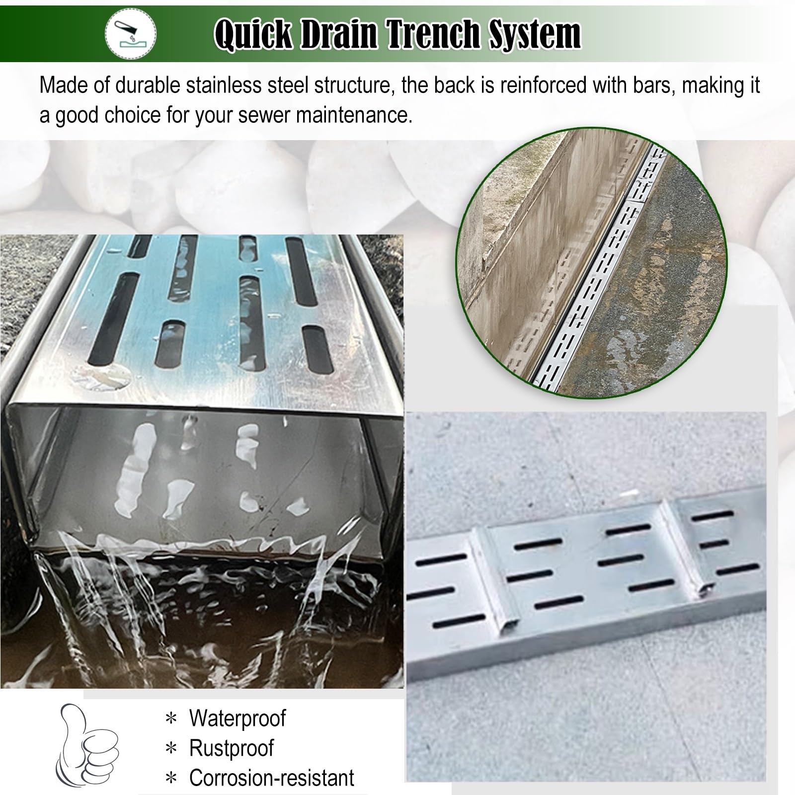 Amazon | 排水用皿 雨水排水トレンチ/側溝カバー、下水道/歩道/庭用