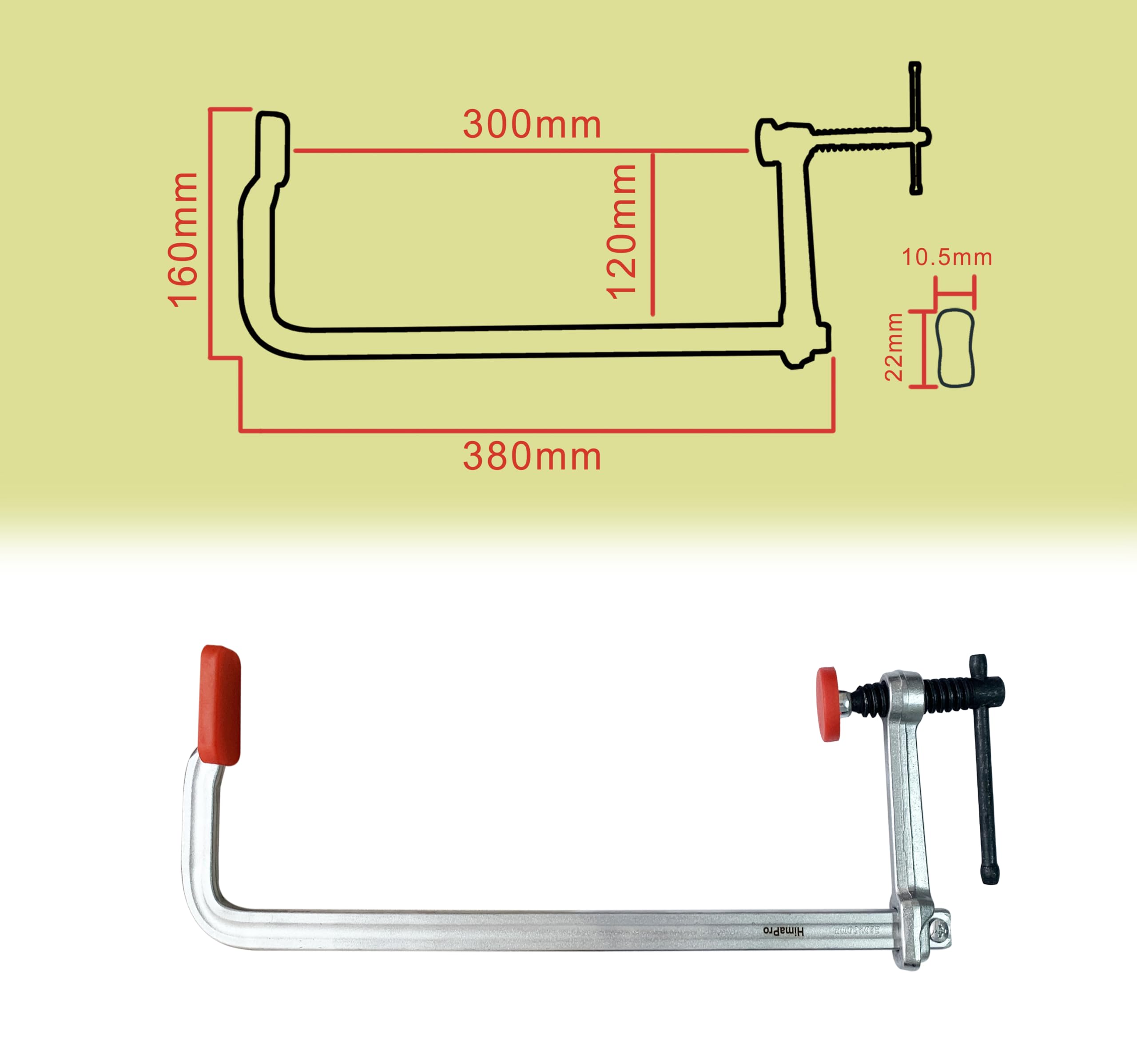 HimaPro Juego de 4 Sargentos Tipo F de Acero Forjado de 30 cm de Alta Resistencia – Capacidad de carga 544 kg, Profundidad de garganta de 12 cm, Ideales para Soldadura, Carpintería y Trabajos en Metal