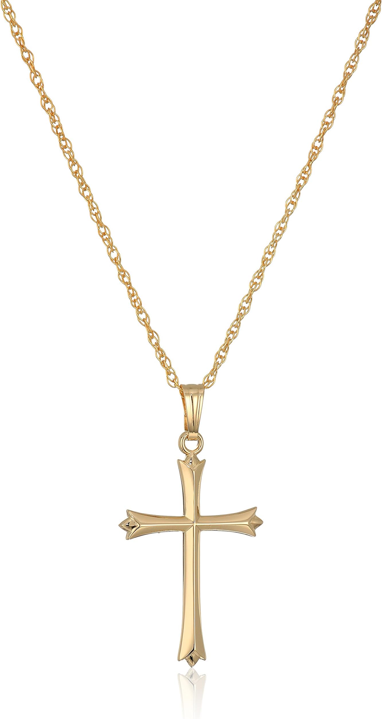 Ladies' 14k Gold Filled Polished Embossed Cross Pendant Necklace, 18"