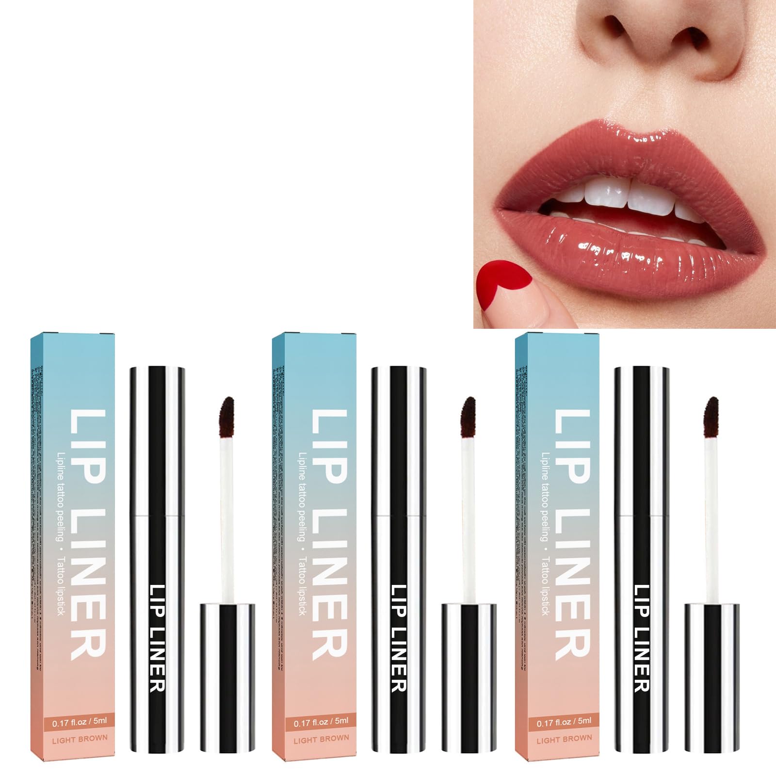 Nmbol Lip 3pcs Delineador De Labios Extraíble,Resistente Al Agua,Delineador De Labios Extraíble,Delineador De Labios Plump Lines,Maquillaje De Labios No Pierde Color,Larga Duración,Marrón claro