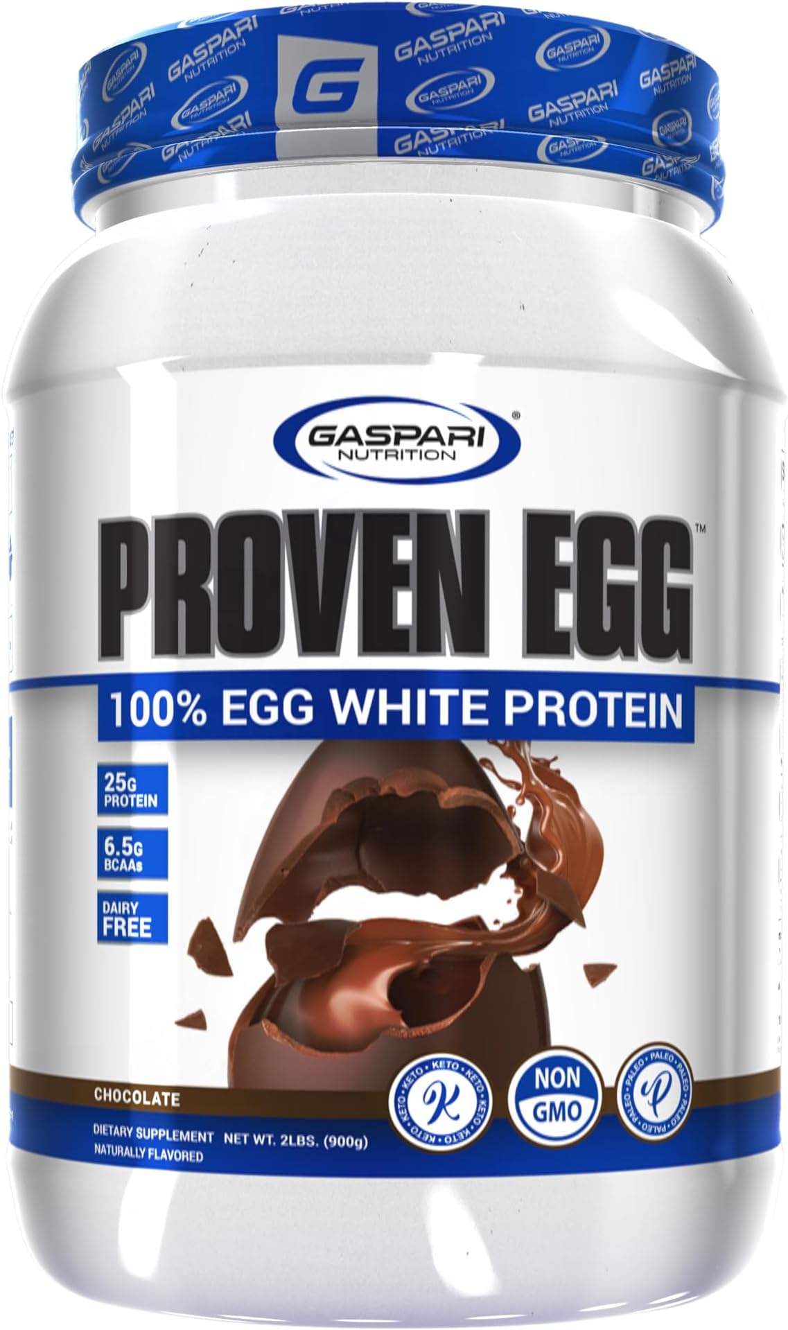 Gaspari Nutrition Proven Egg, 100% Egg White Protein, Chocolate, 2 Lb (900 G)