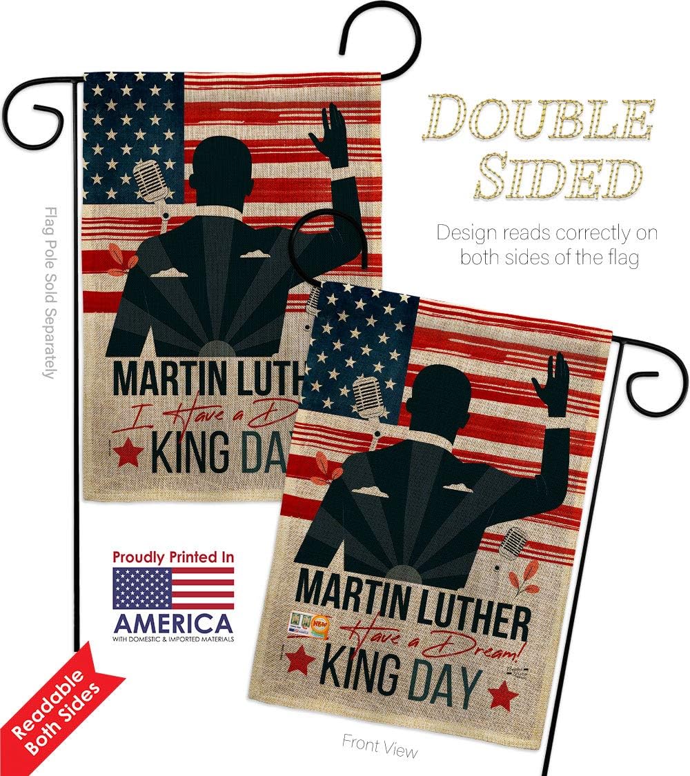 Martin Luther King Day Burlap Burlap Garden Flag Set Mailbox Hanger Black History MLK Civil Right Stars United State American Small Decorative Gift Yard House Banner Double-Sided Made In USA 13 X 18.5