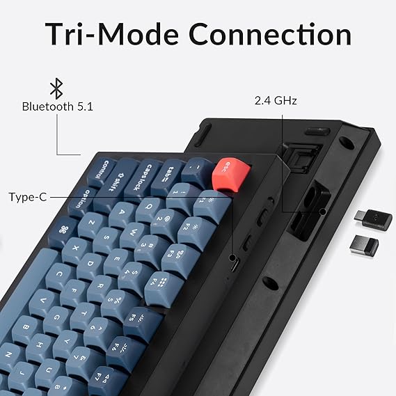 Keychron V3 Max TKL Wireless Mechanical Keyboard, QMK/VIA RGB Bluetooth/2.4 GHz/Wired, 87 Keys Hot-Swappable with Gateron Brown Switch, Compatible with Mac Windows Linux