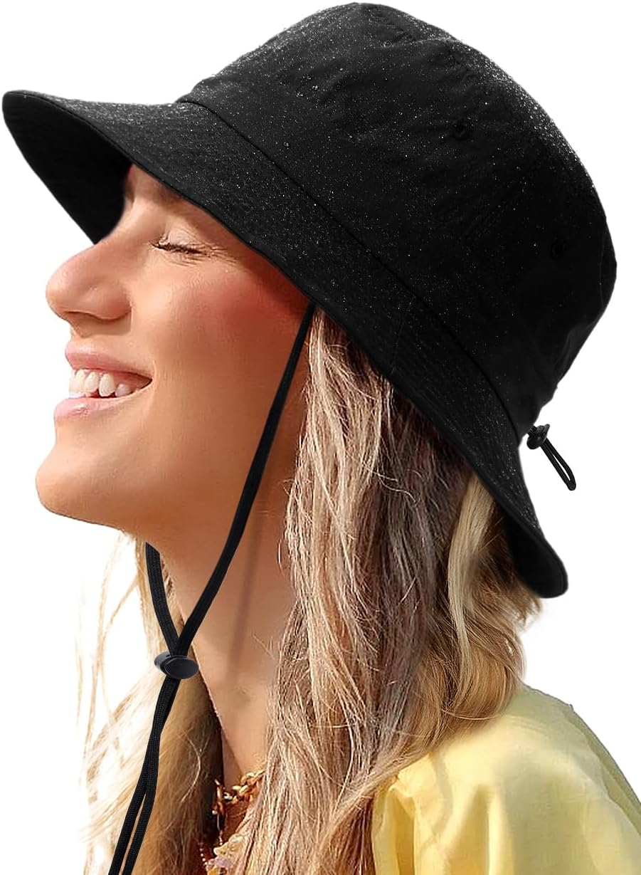 Water-Resistant Bucket Hat for Women Men Rain Hat UPF 50+ Boonie Sun Hat Foldable Summer Floppy Fishing Safari Hats