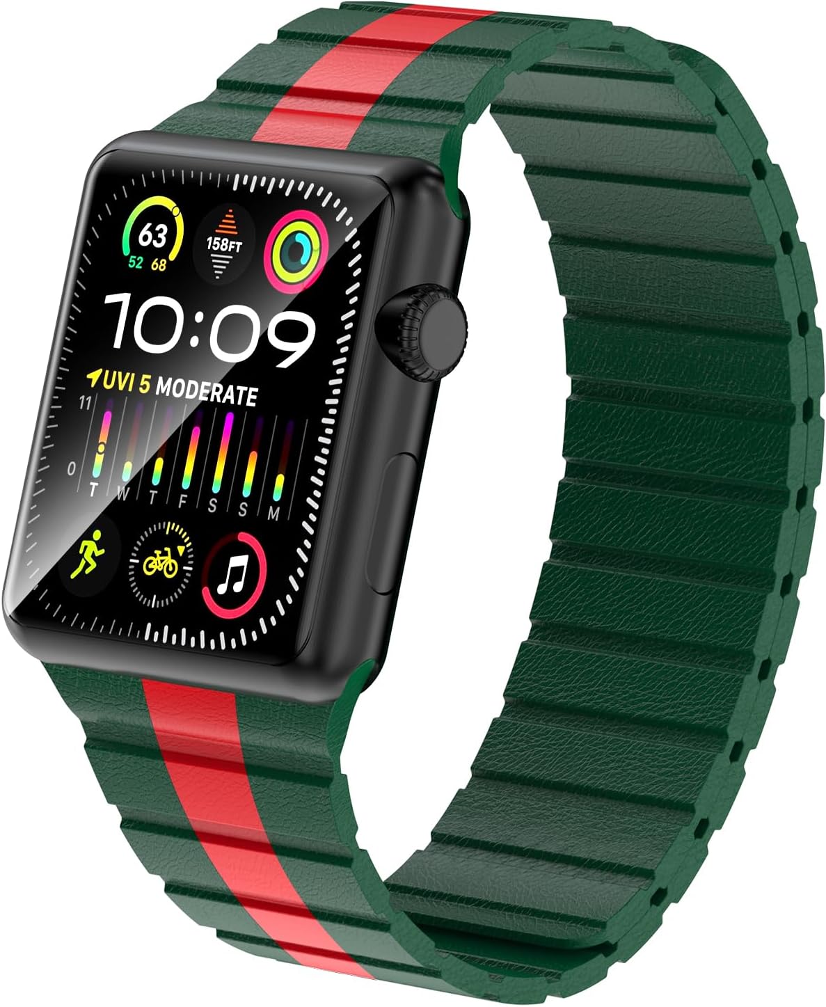 INI Compatible With iWatch Band 100% Full Grain Leather Magnetic Link For Ultra 2 Series 9 8 7 6 5 4 3 SE Size 49mm 45mm 44mm 42mm 41mm 40mm 38mm For Men Women - Image 2