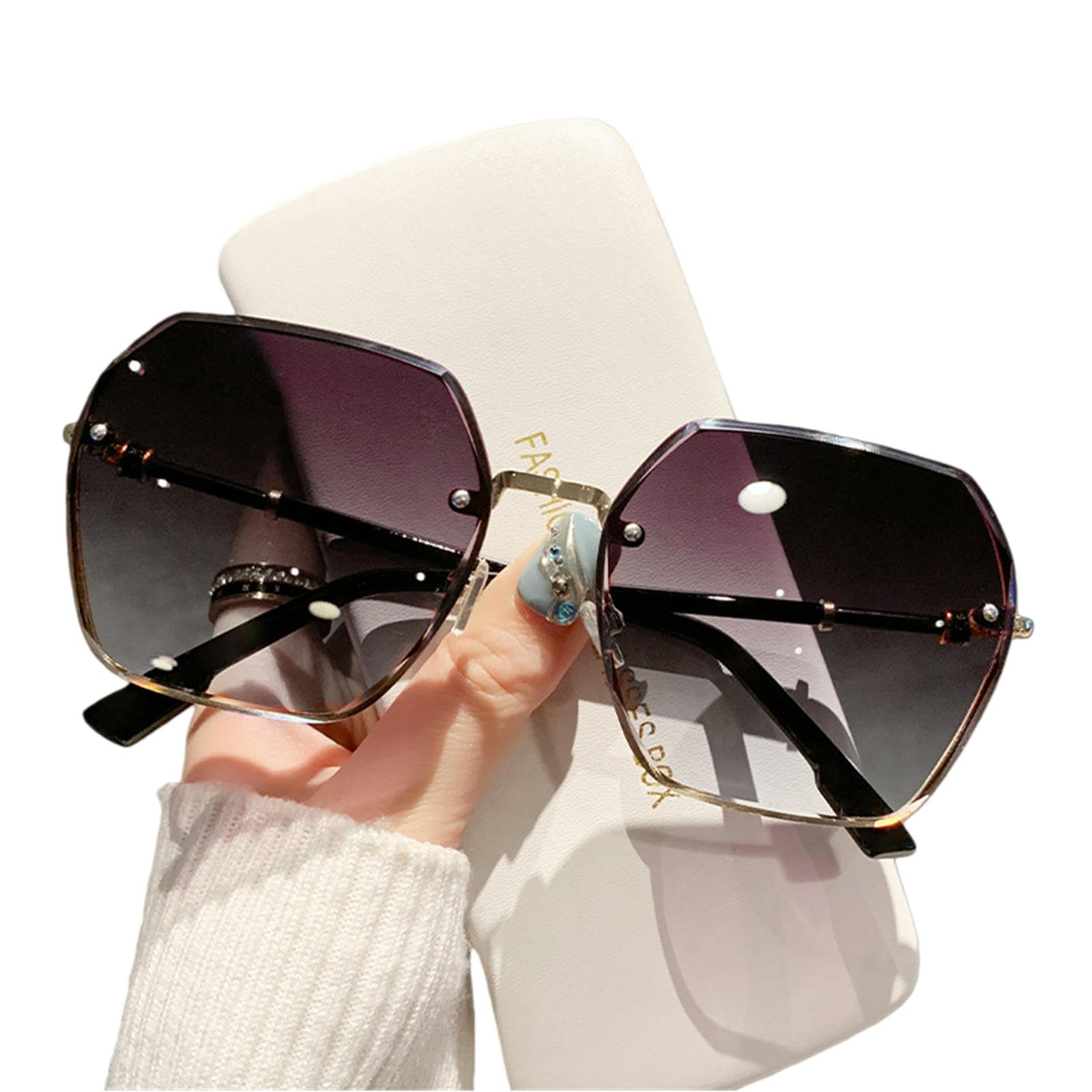 Gyios sunglasses Oversized For Women Transparent Gradient Glasses Lens