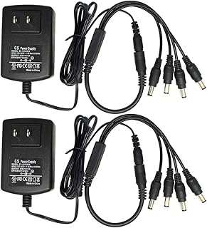 ANVISION 2~Pack AC to DC 12V 2A Power Supply with 1 to 4 Splitter Cable  Plug 5. - Compare price