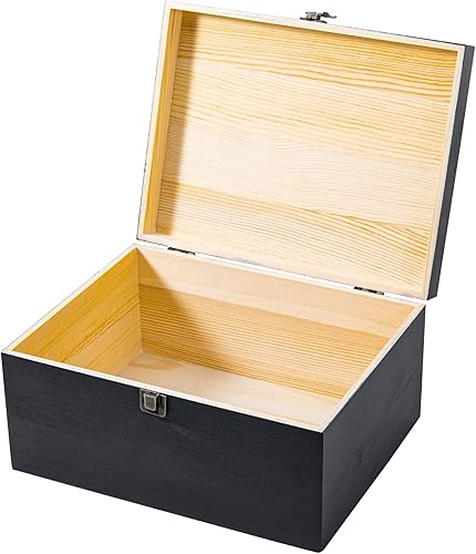 Miniatura 20 de Maleta de madera vintage, 13.8 x 9.8 x 3.9 pulgadas, caja de almacenamiento de madera grande con asa, tapa con bisagras y cierre frontal, cajas de