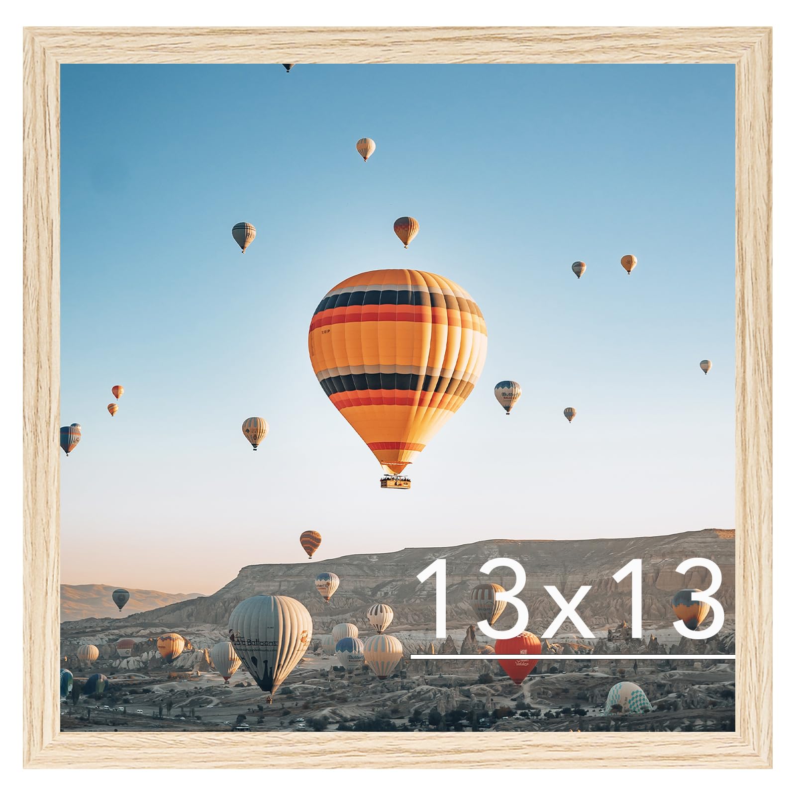 JCJMY 13x13 Picture Frame Natural for Wall Hanging, Wall Mounting Horizontally or Vertically, 13 x 13 Square Wall Gallery Poster Photo Frame with Shatter Resistant Plexiglass, Natural