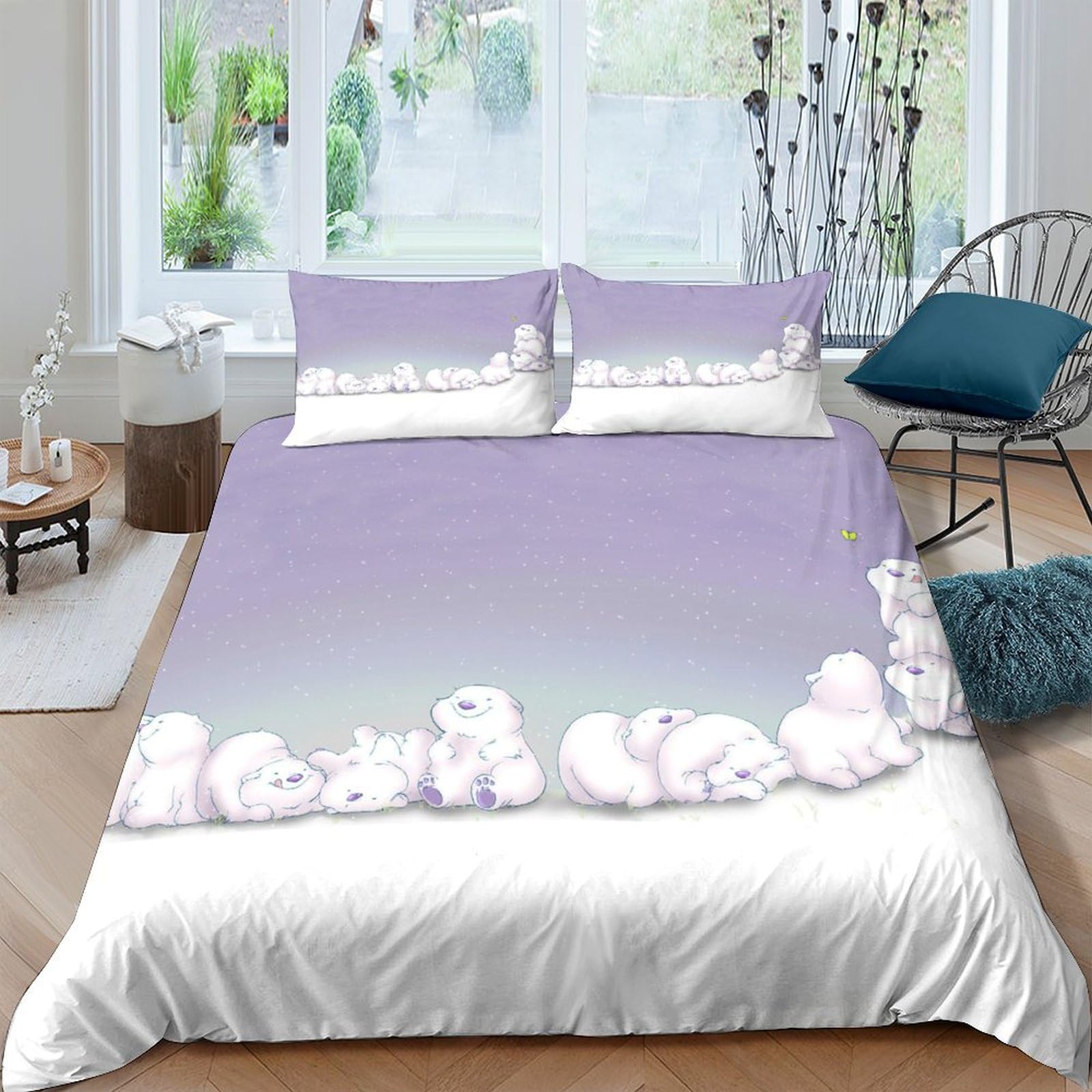 Parure de lit blanche ours polaire pour un sommeil réparateur king size