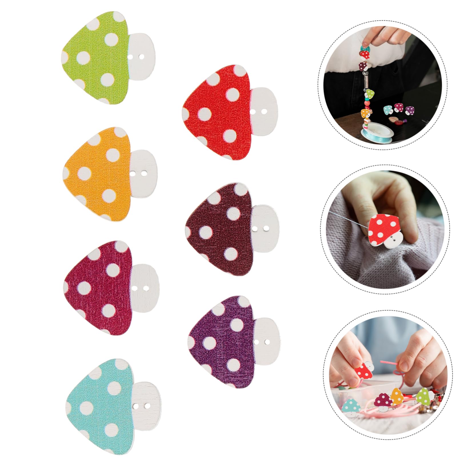 SHINEOFI 50pcs Mushroom Buttons Mini DIY Buttons DIY Clothing Manual Clothing Hats Sewing Coat Retro Decor Wood Painted Accessories - Image 3
