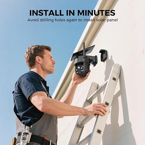 Miniatura 2 de Cámaras solares de seguridad 2K, visión 360, inalámbricaspara exterioresvisión nocturna a color, detección de IA, audio de 2 vías, alarma de sirena,