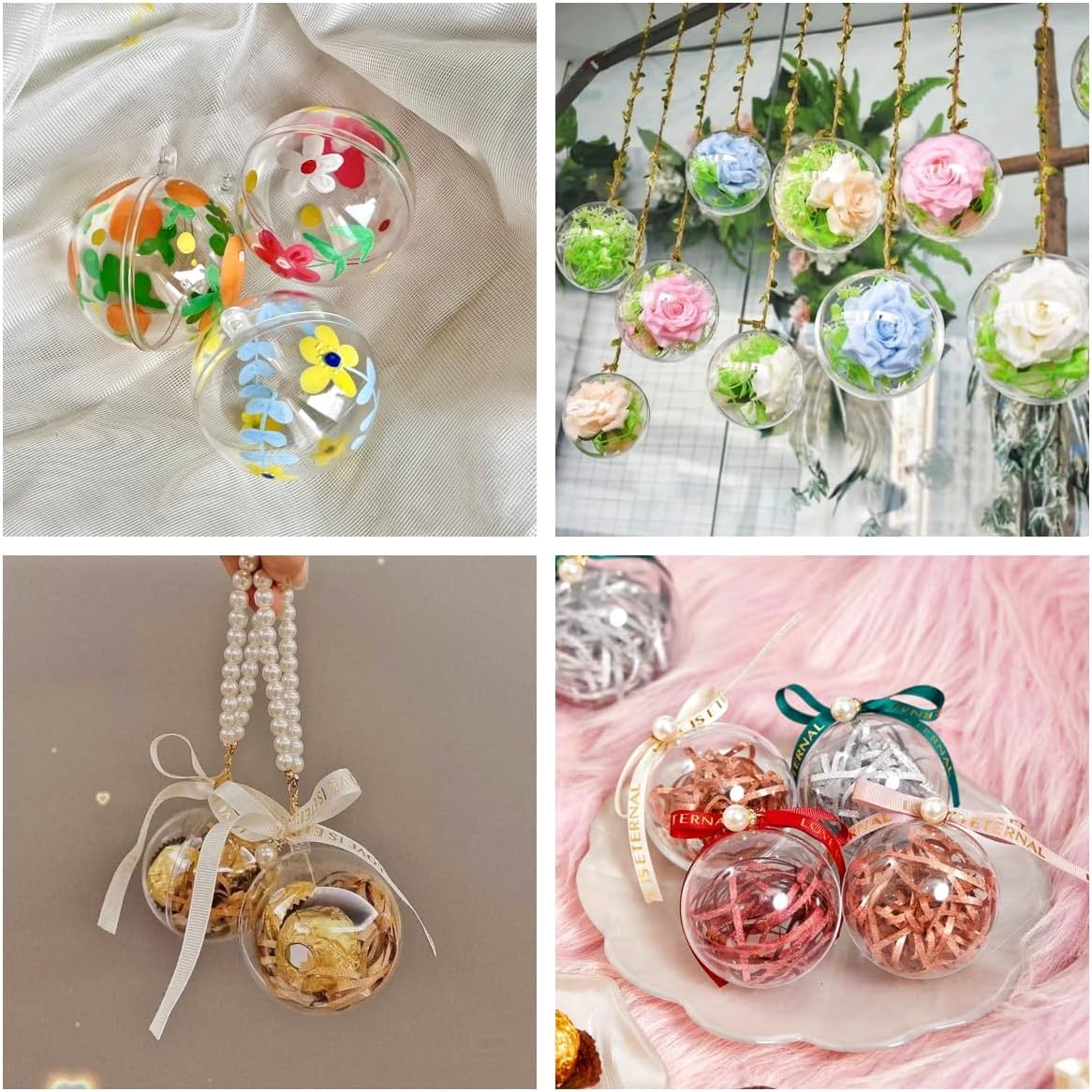 Acrylic Hollow Ball, Clear Plastic Fillable Ornaments Ball, DIY Clear Plastic Balls for New Years Present,Xmas Tree,Home Decoration,Wedding,Party (7.87inch/5PCS)