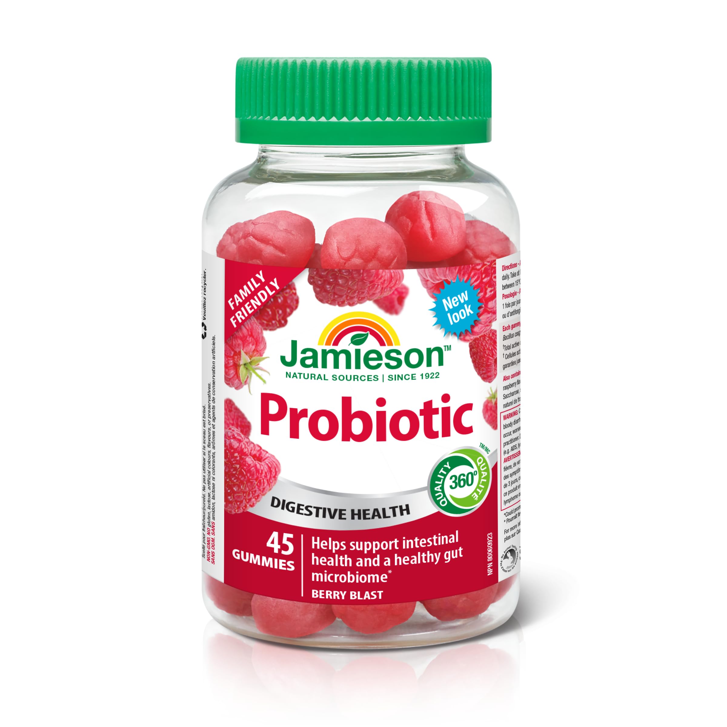 Jamieson Probiotic Gummies 1 Billion Active Cells Berry Blast Flavour, Family Friendly (3+). Improves Digestive Health, and Supports a Healthy Microbiome, No Artificial Colours, Flavours, or Preservatives, 45 Count