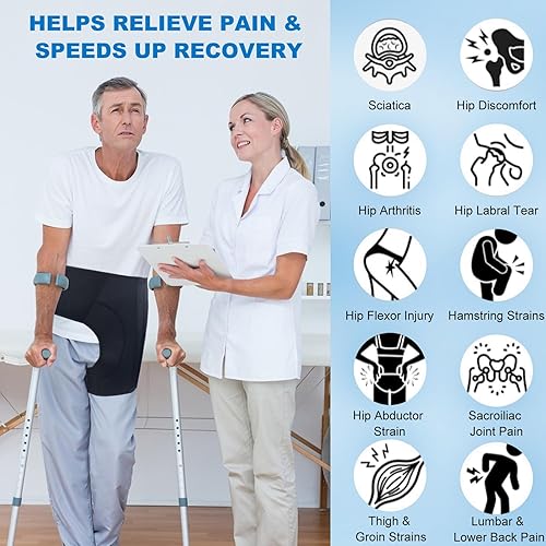 Miniatura 4 de Soporte de cadera para hombres y mujeres, soporte ajustable de compresión para la ingle, soporte de cadera para alivio del dolor de ciática para