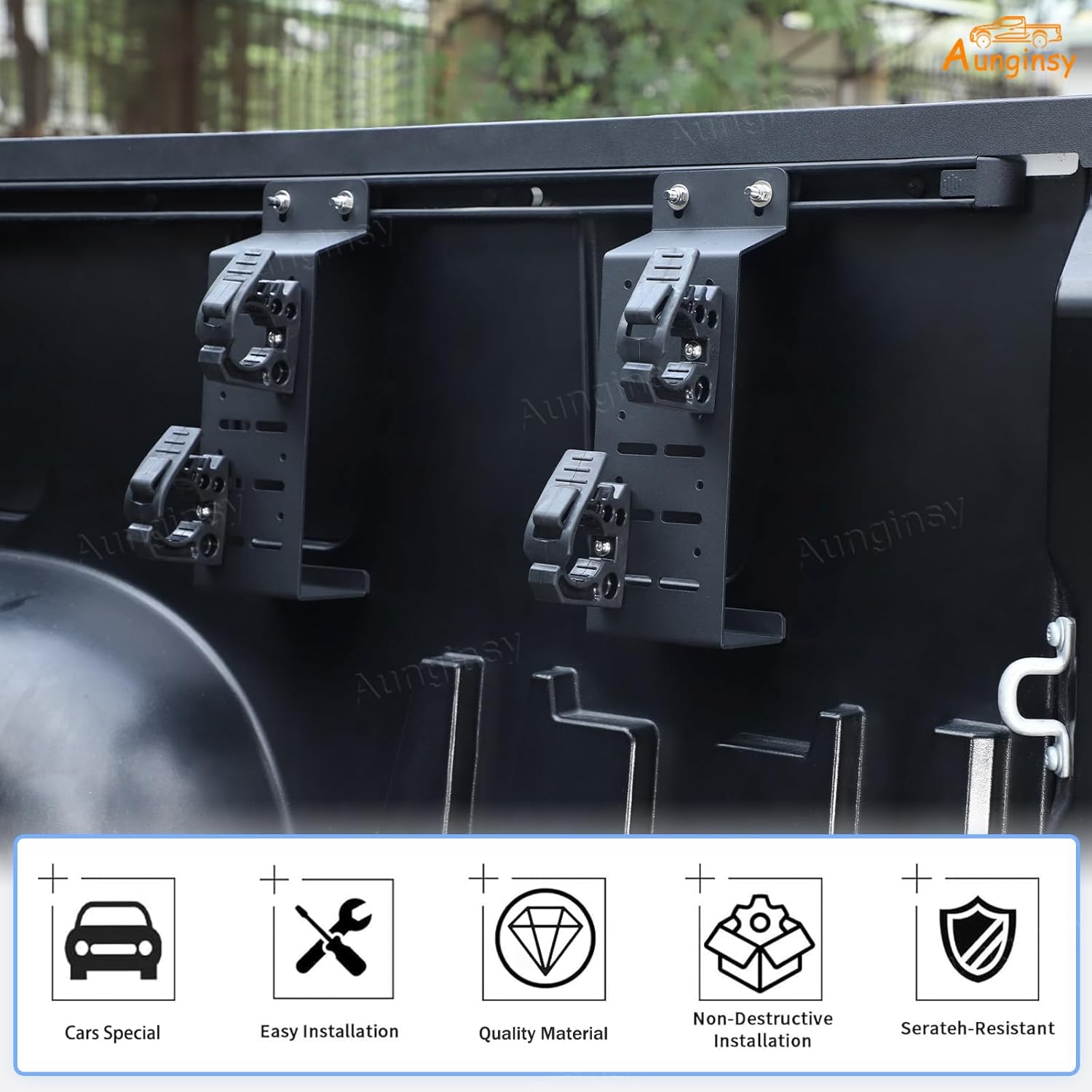 Aunginsy Bed Rail Mount Brackets Compatible with Toyota Tundra 2022-2025 Pickup Truck Bed Rail Track System Bed Rail Modular Accessory Mount for Shovels, Recovery Boards, Fuel Cans & Other Accessories