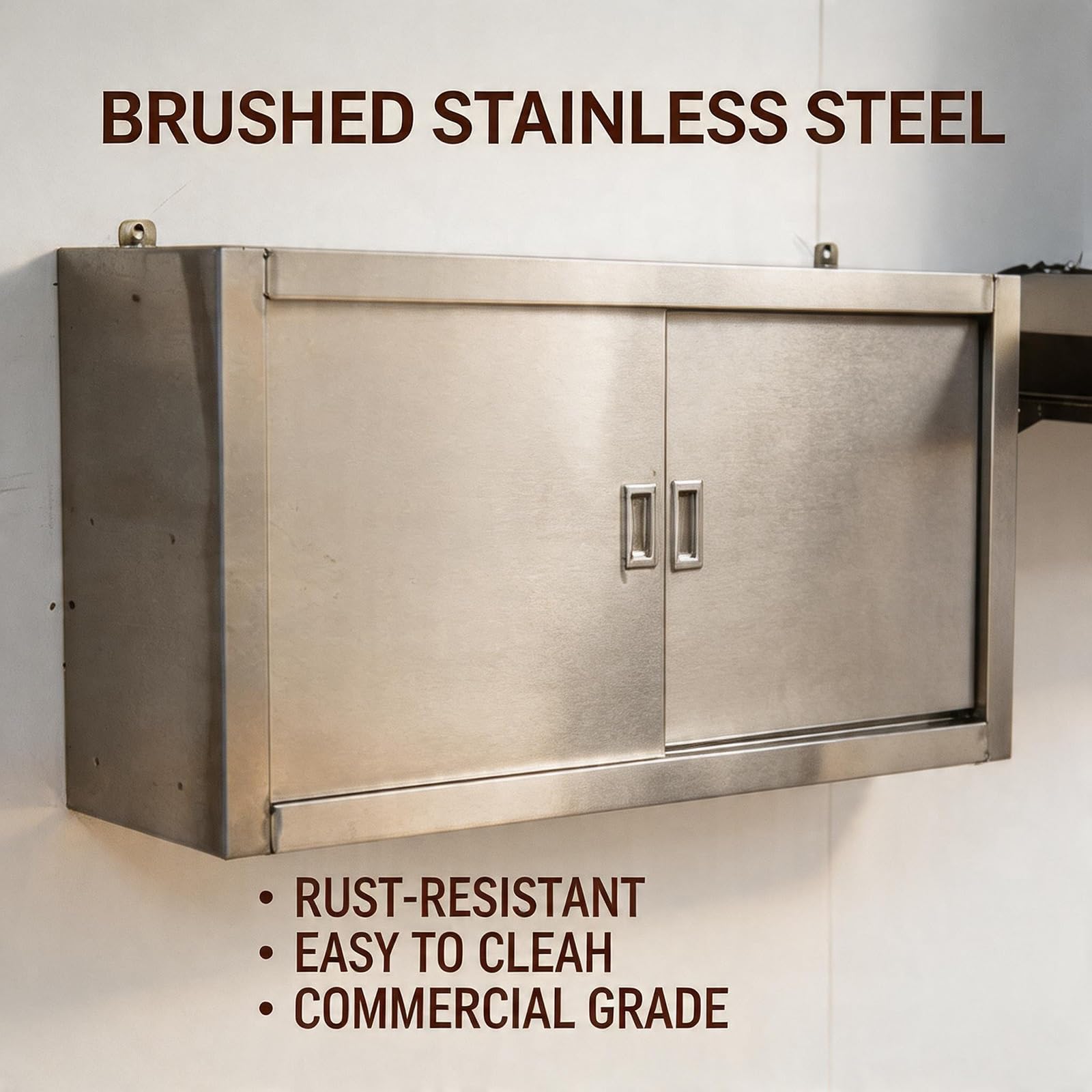Hängeschrank Küche aus Edelstahl - Wandhängeschrank mit Schiebetüren - Küchenhängeschrank 100/120cm Breit - Rostfreier Mehrzweckschrank für Gastronomie, Labor & Werkstatt(120x35x64cm)