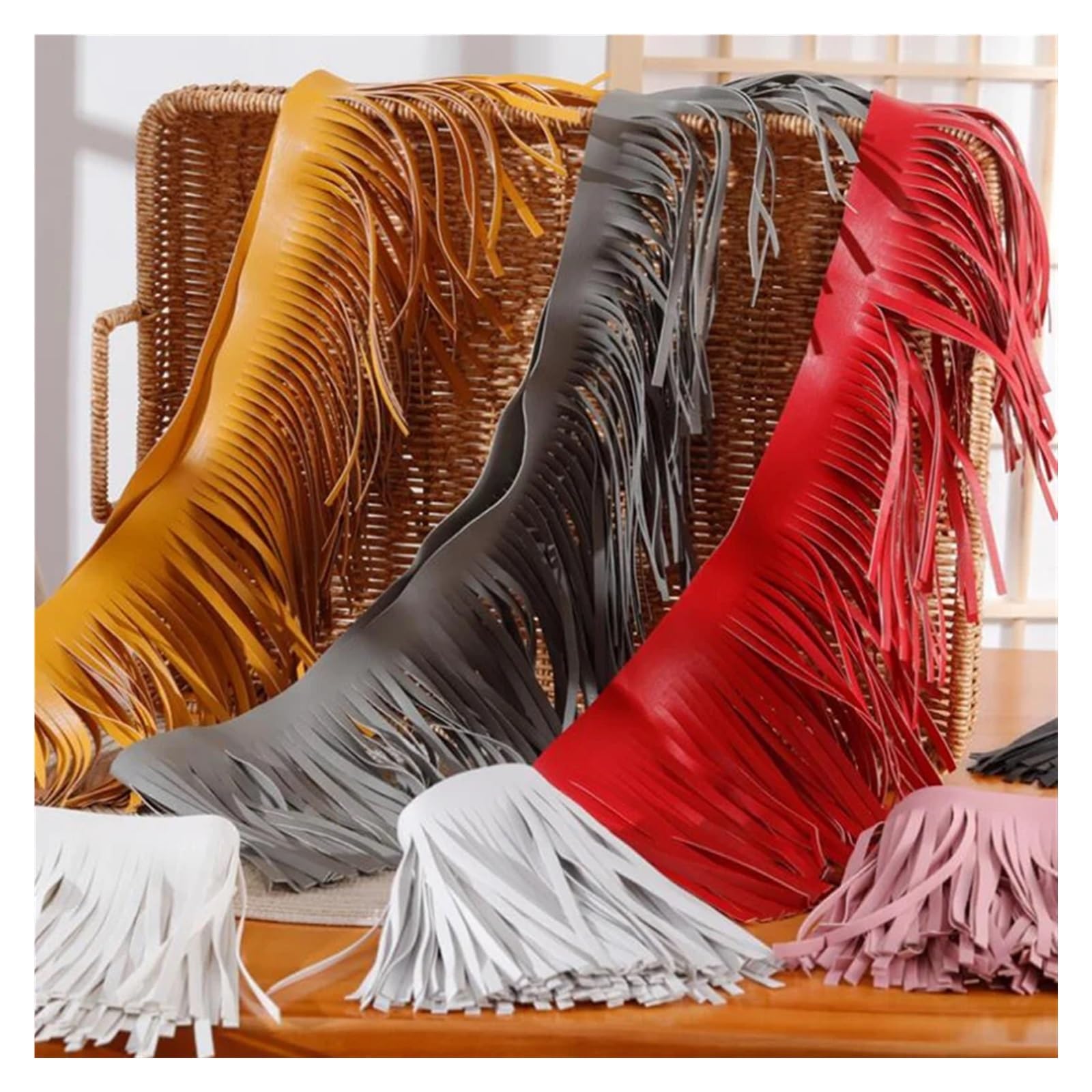 Fransenborte 1 m Kunstleder-Quaste, 10/15/20/25/30 cm, Spitzenband, DIY-Jacke, Rock, Kleidung, Handtasche, Fransenbesatz, Dekor, Nähzubehör