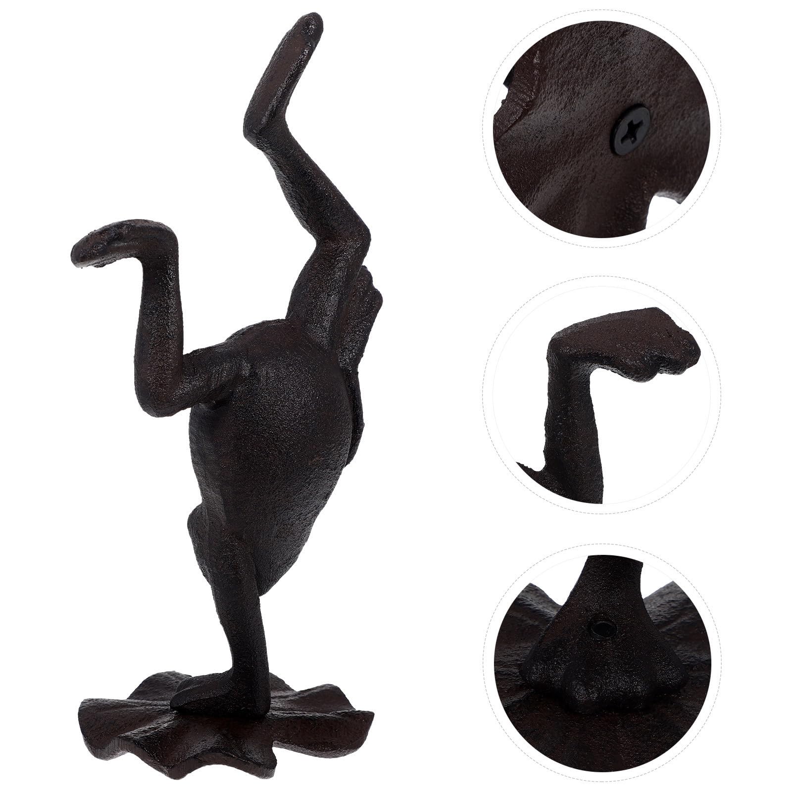 UKCOCO Retro Gusseisen Frosch Figur im Yoga Stil Einzigartige Umgedrehte Froschdeko für Garten und Zuhause Kunstvolles Vintage Miniatur Tierornament in Schwarz