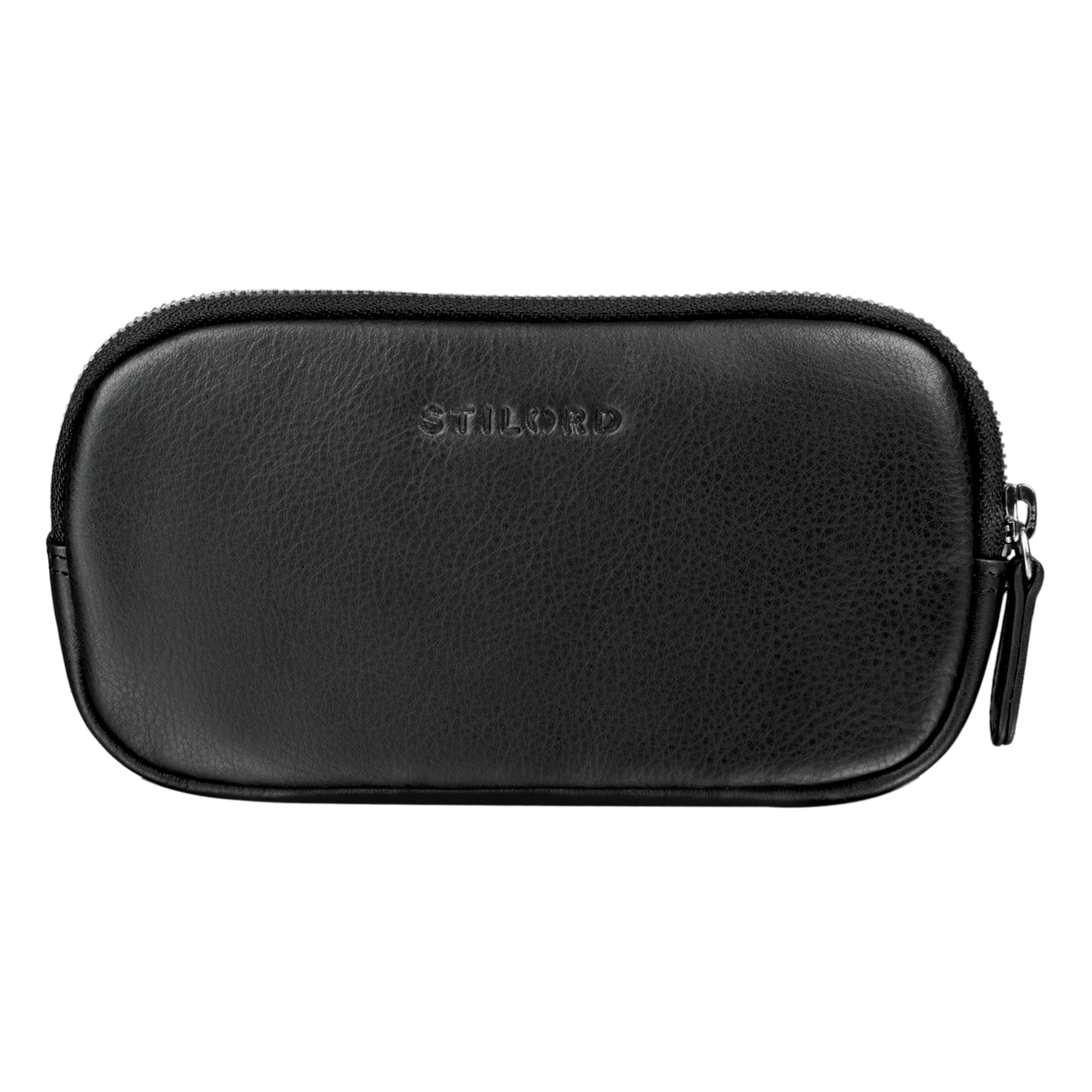 STILORD 'Mike' Small Leather Pouch Vintage for Men Women Ideal as Pencil Case Cosmetic Bag Coin Purse Key Case Organizer Bag in Genuine Leather, Colour:Black - Image 3