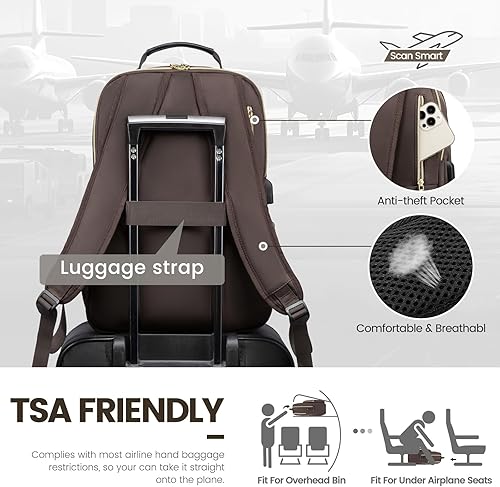 Miniatura 6 de LOVEVOOK Mochila para laptop de 15.6 pulgadas para mujer, bonita mochila de viaje para mujer, bolsa profesional para computadora portátil,