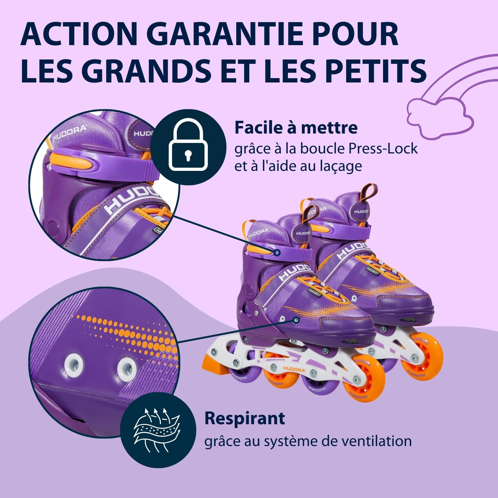 HUDORA Patins à roulettes Mia/Leon réglables en 4 Tailles Enfants Adultes