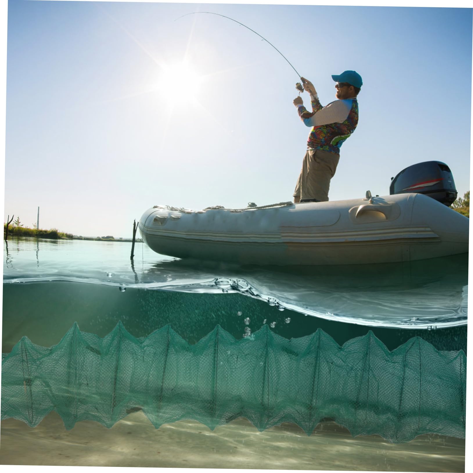 ibasenice Dispositivo per Pesca Portatile in Nailon e Ferro, Rete Multifunzione per Acchiappare Granchi e Rettili, Set 2 Unità per Pesca Esca