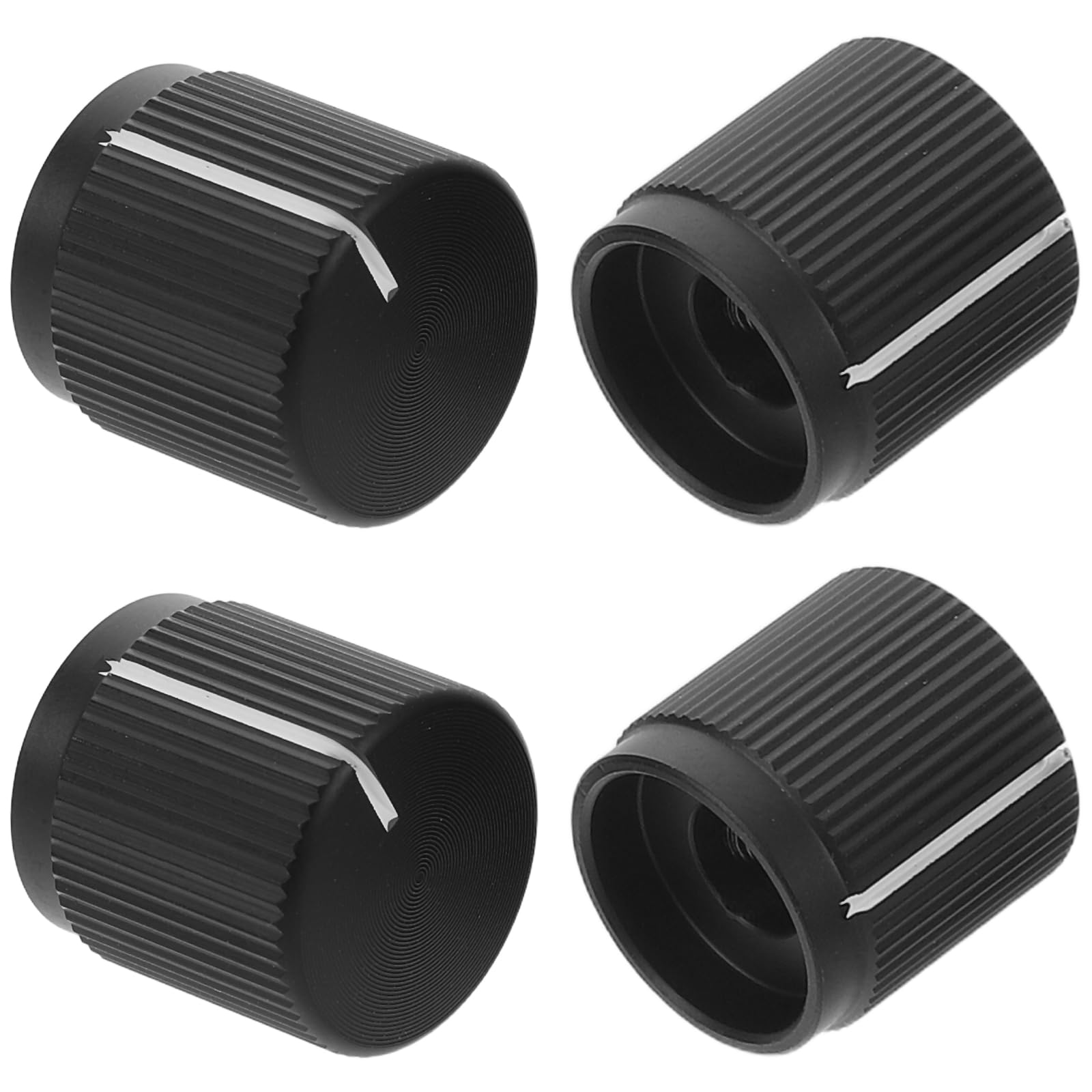 iplusmile 4pcs Black Aluminum Alloy Potentiometer Control Knobs for Bass Guitar, 0.6x0.55 Inch Metal Flat Top Volume and Tone Control Knobs, Compatible with Electric Guitars for Studio