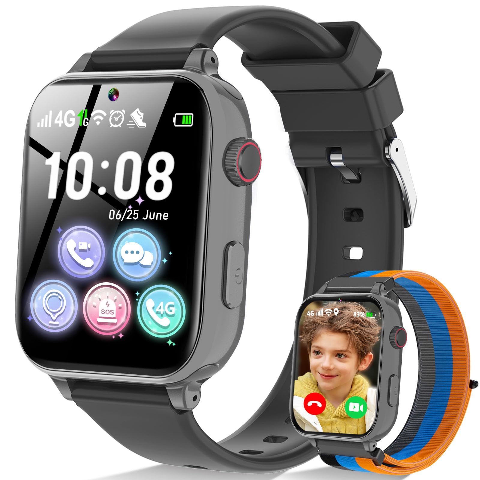 4G Kids Smart Watch Phone GPS, Smartwatch for Boys Girls Ages 4-12 Years with Video Call…