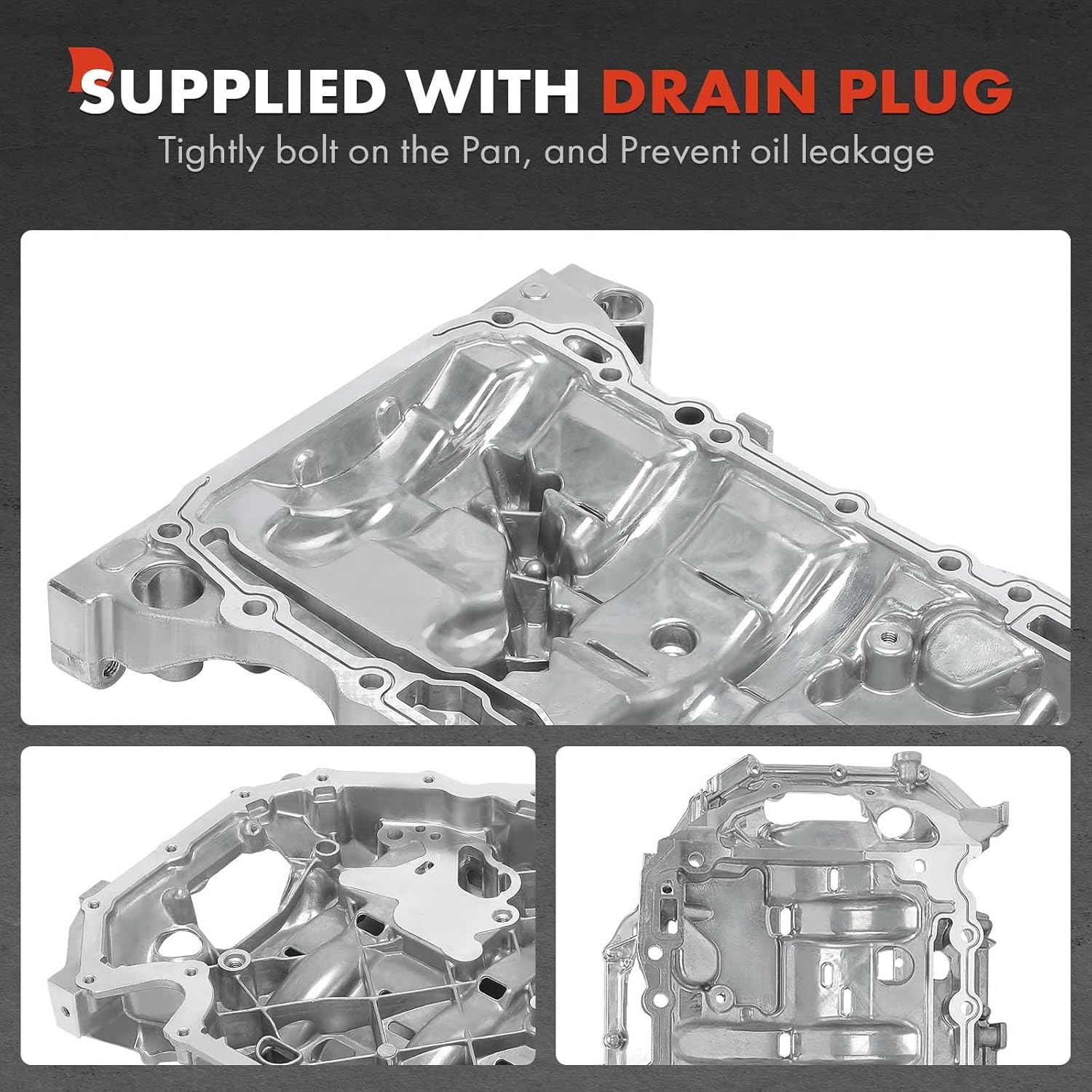 A-Premium Engine Oil Pan Sump with Drain Plug Compatible with Audi A4 2009-2012, A4 allroad 2013-2016, A4 Quattro 2009-2012, Q5 2010-2012, A5 2010-2012, A5 Quattro 2010-2012, 1.8L 2.0L