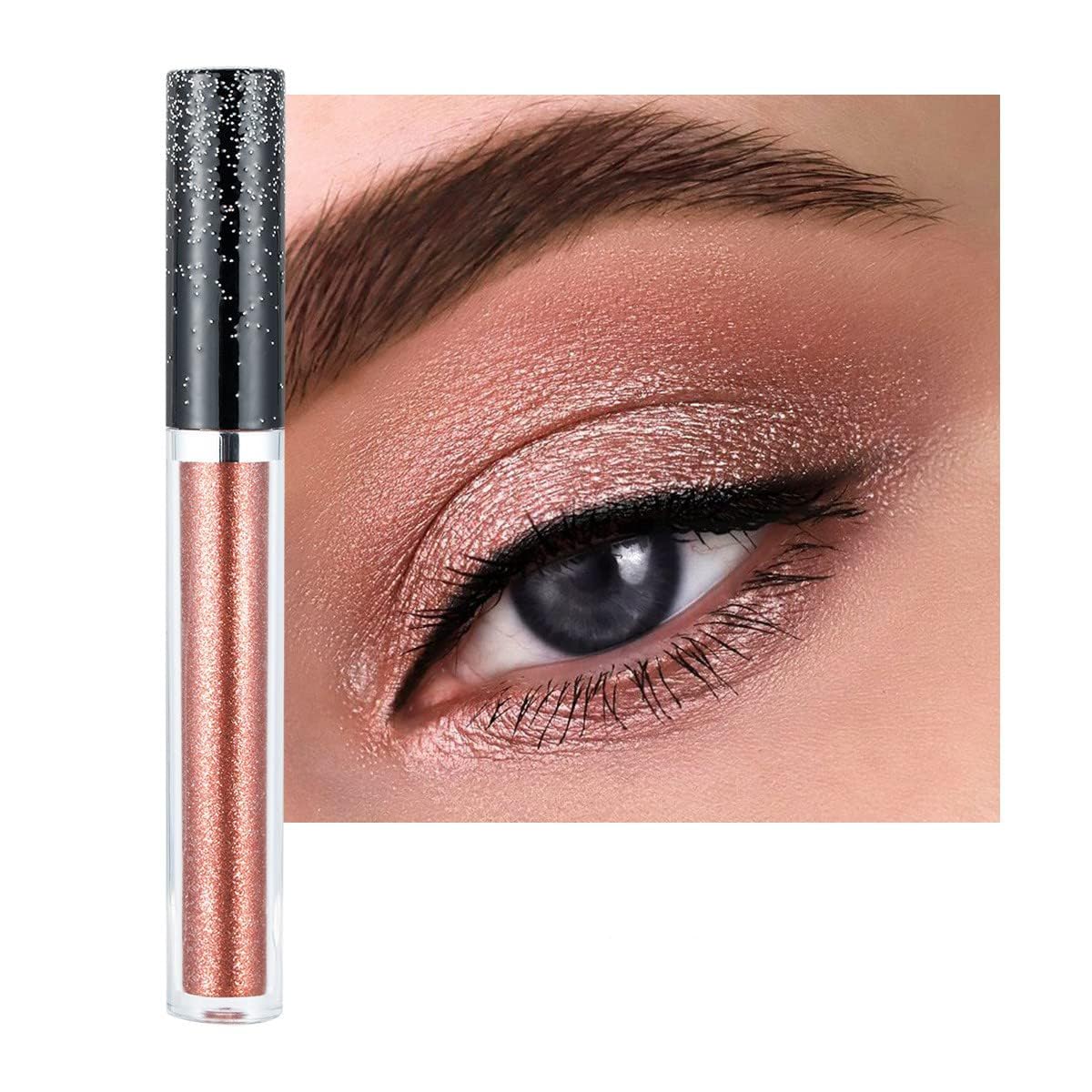 GraGra Liquid Eyeshadow, Liquid Glitter Eyeshadow, Shimmer Long-Lasting Waterproof Effect For the Face Eyes, and Lips Body, Brightens the Natural Three-dimensional Face, Easy to Carry (Rose Gold)