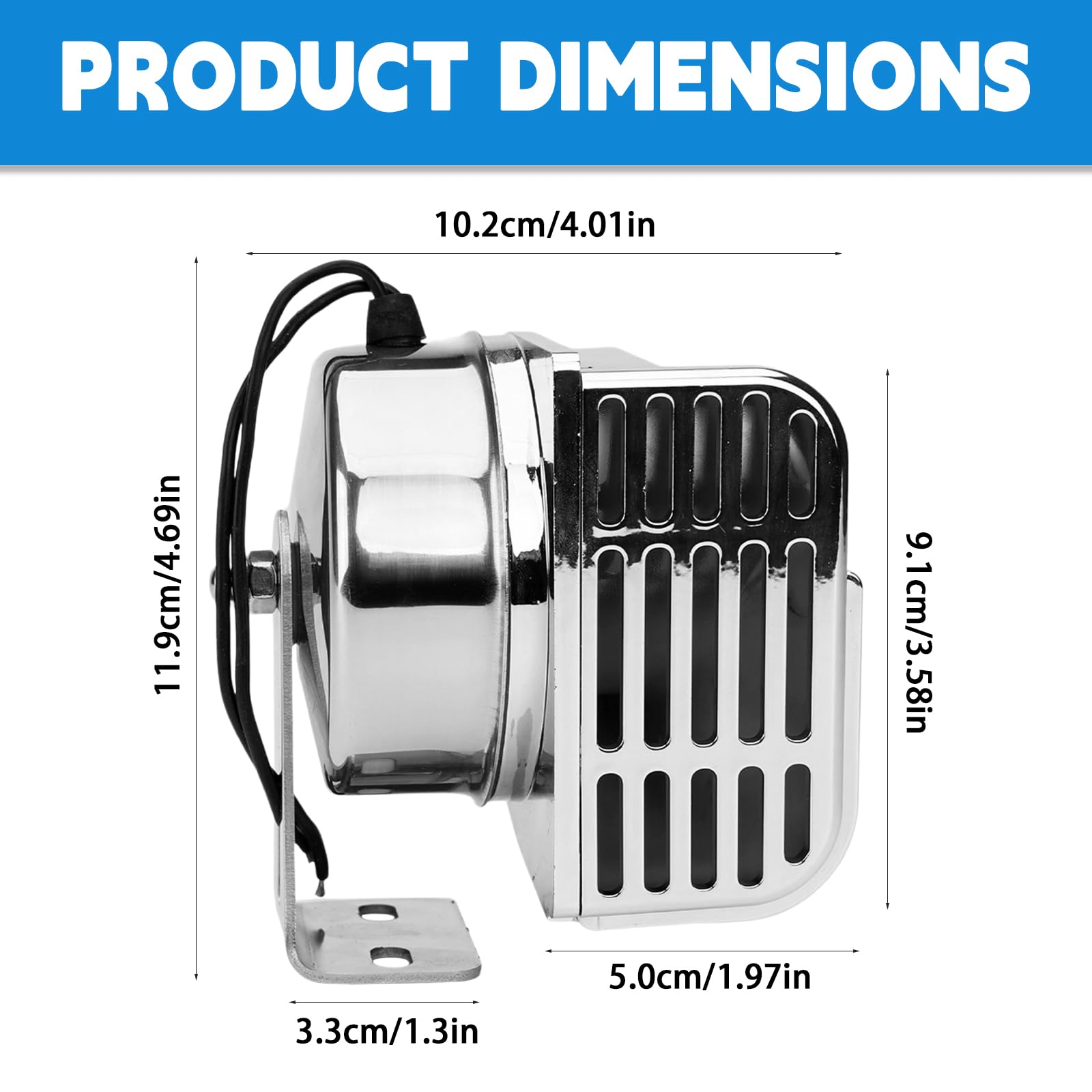 Clacson marino per barche, 12 V, corno marino, impermeabile, tromba di segnale monotono in acciaio inox, per barche, barche a vela, yacht, camion, SUV RV Touring Car