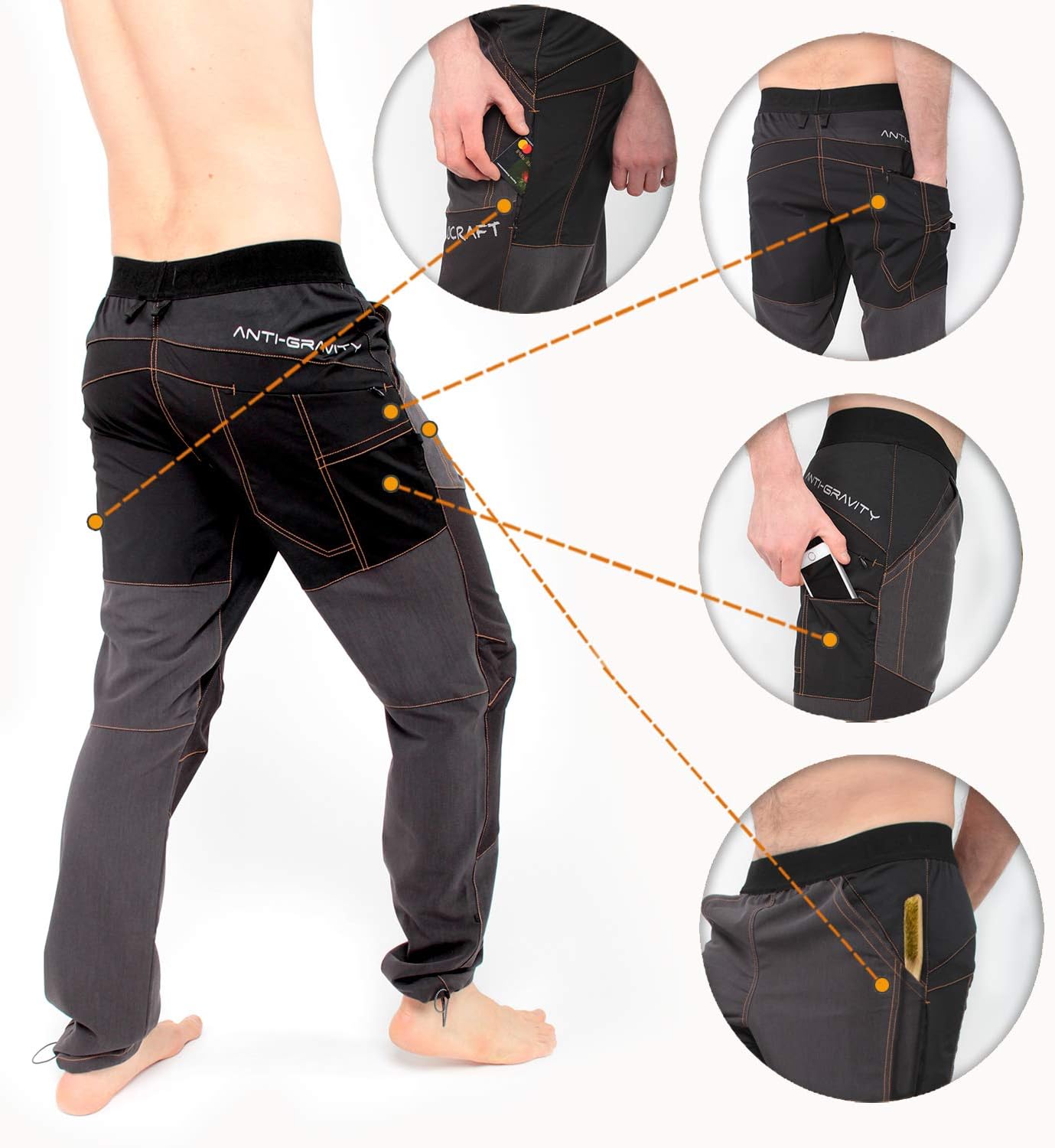 Ucraft - Anti-Gravity Climbing and Bouldering Unisex Pants, 5 Pockets, 5 Fabrics - Image 3
