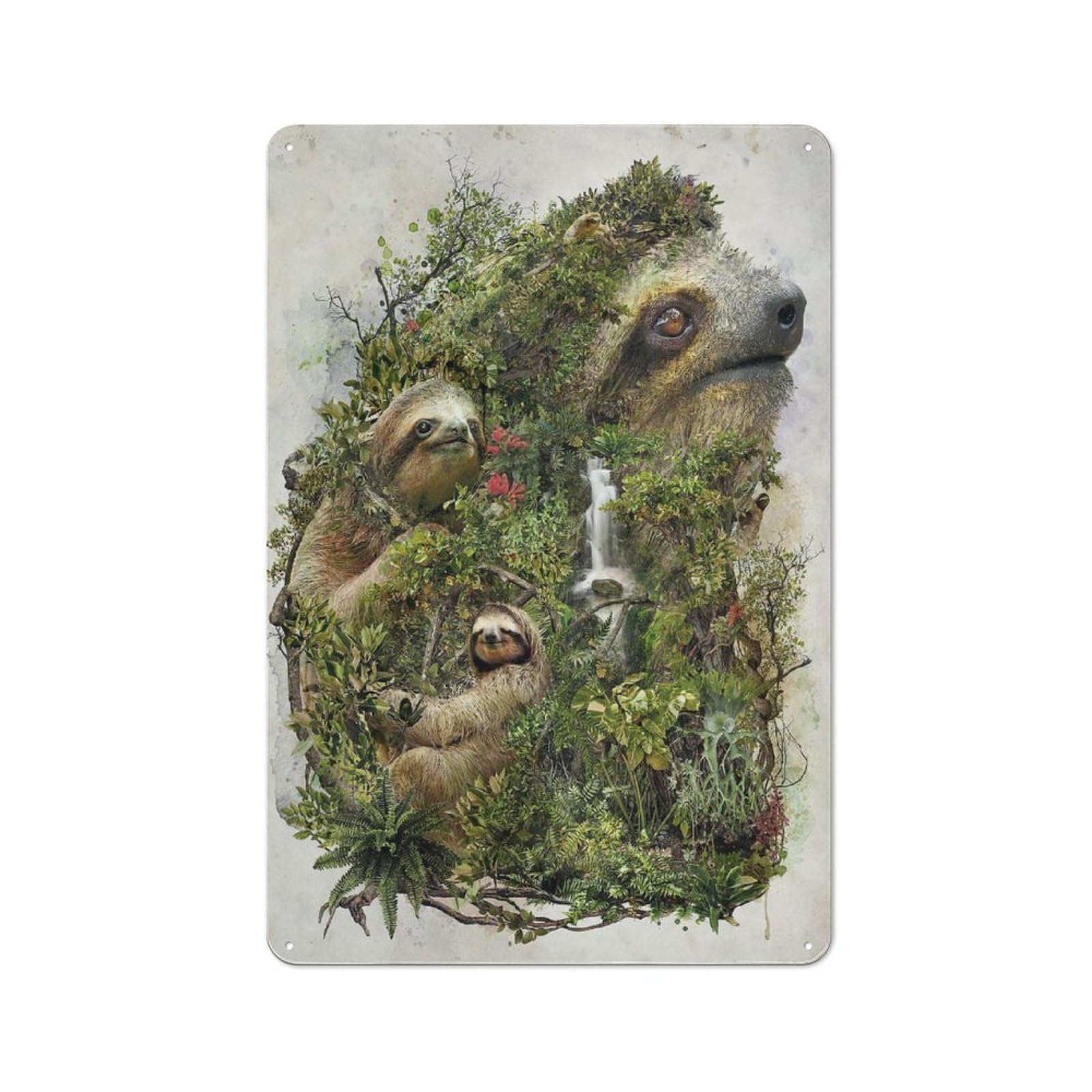 Sloth Vintage Metal Wall Decor 30x20cm, Cafe Metal Sign for Tea Room, Shop Wall Or Breakfast Area