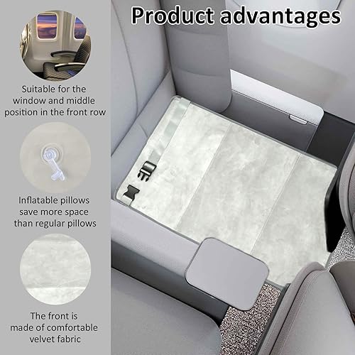 Miniatura 7 de Cama de avión para niños pequeños, extensor de asiento de avión para niños, cama de avión para niños, almohada inflable para cama de viaje,