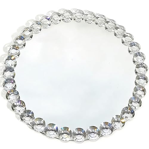 12-Inch Crystal Bead Mirror Tray – Vanity Organizer, Perfume &