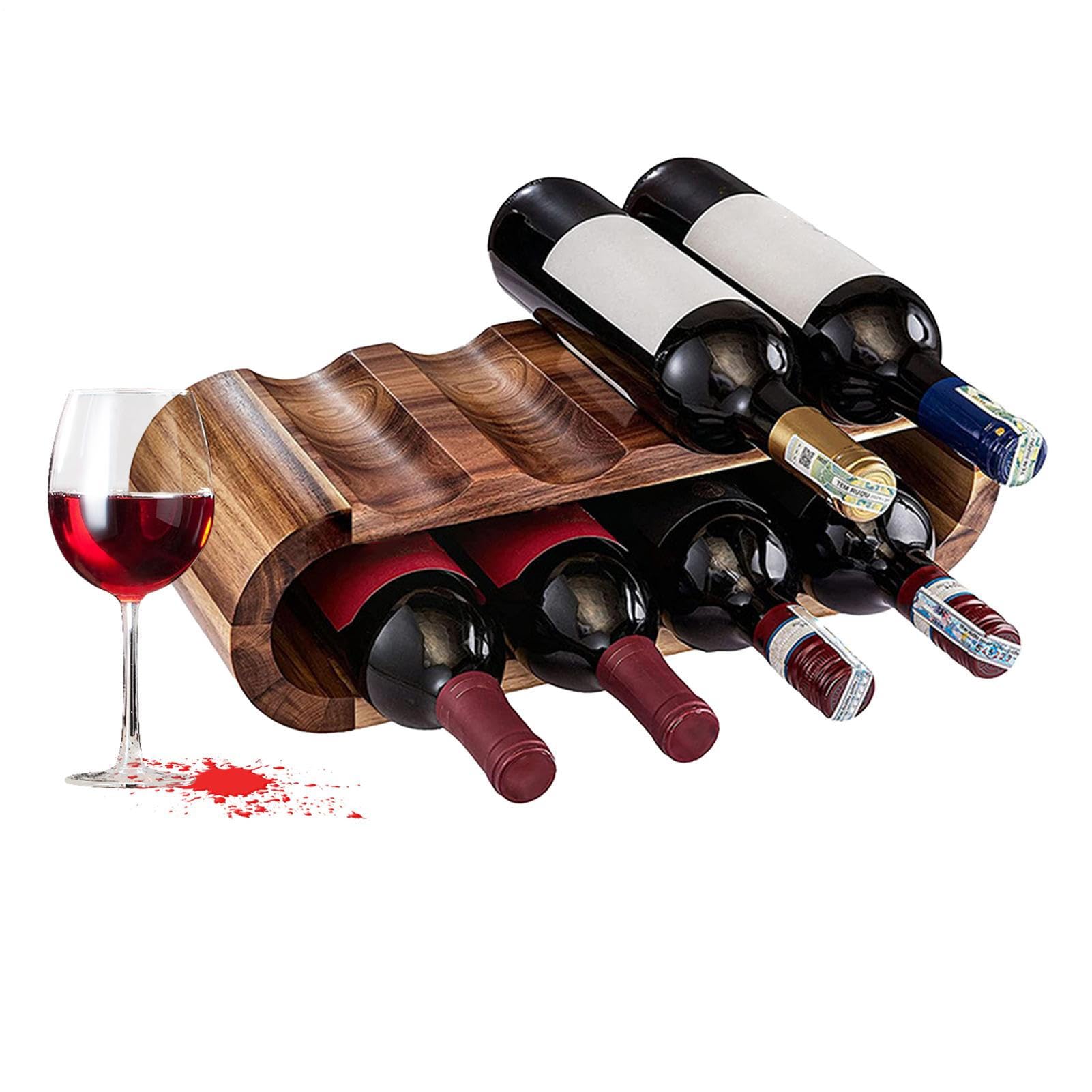Portabottiglie In Legno A 2 Ripiani 8 Posti Organizzazione Risparmio Spazio | Di Archiviazione Per Vino Per Appassionati Regalo Casa Arredamento Interni