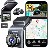 BOTSLAB 4K Dashcam Voiture GPS, Dashcam Voiture Avant Arrière avec Carte SD 64GB, 5G WiFi Camera Voiture Grand Angle 170°, Vision Nocturne,WDR,G-Capteur,Mode Stationnement24H, Enregistrement en Boucle - 1