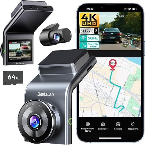 BOTSLAB 4K Dashcam Voiture GPS, Dashcam Voiture Avant Arr… - 1