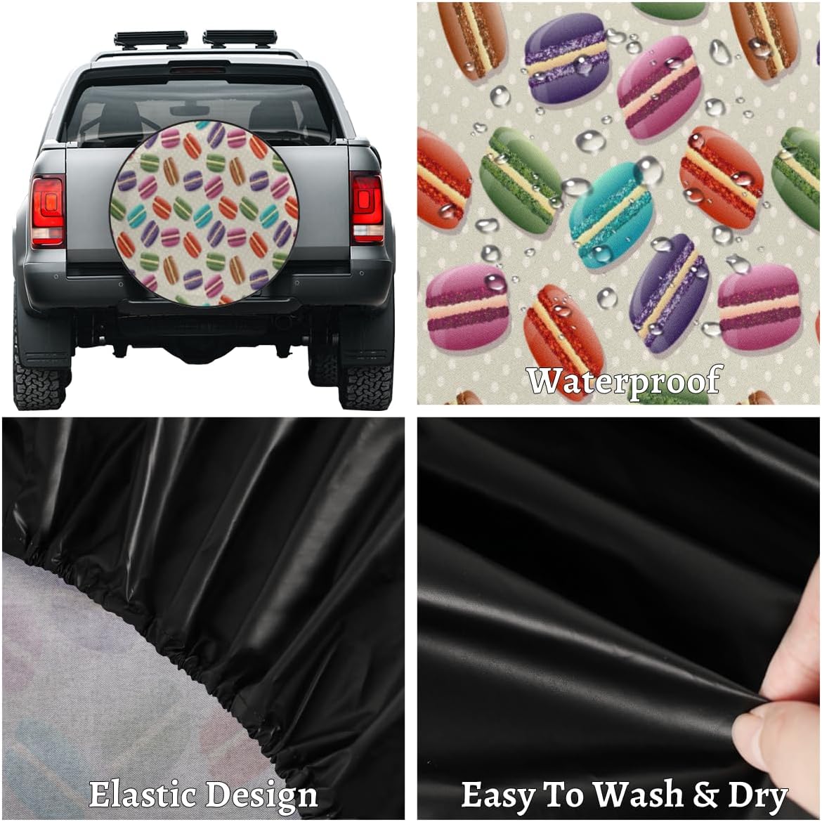 Macaron Tire Covers Portable Spare Tire Cover Soft Durable Waterproof Dustproof Set of 4 Bags 15 Inches for Car Truck SUV Trailer Camper
